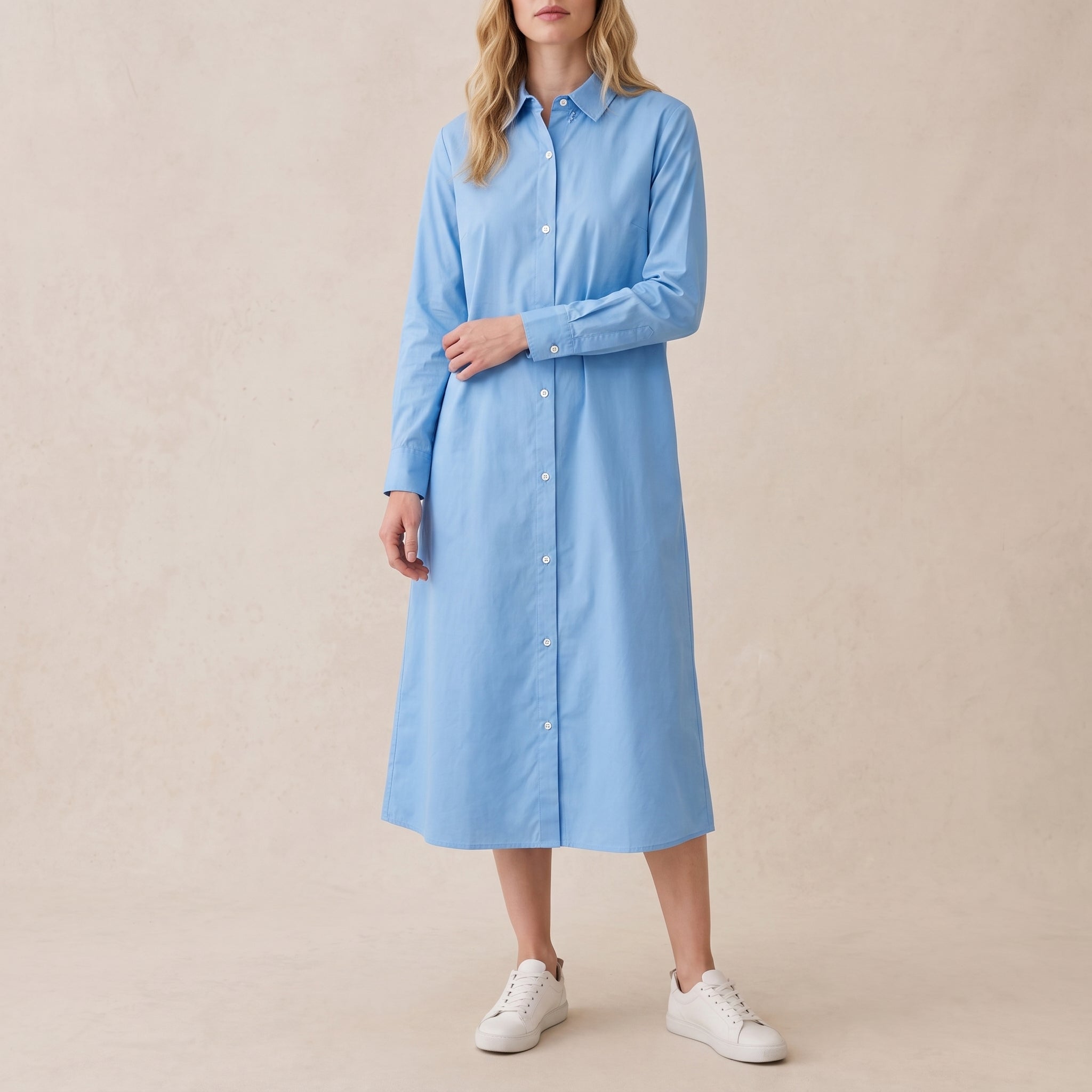 Charlotte - Women's Summer Button-Down Shirt  Midi Dress
