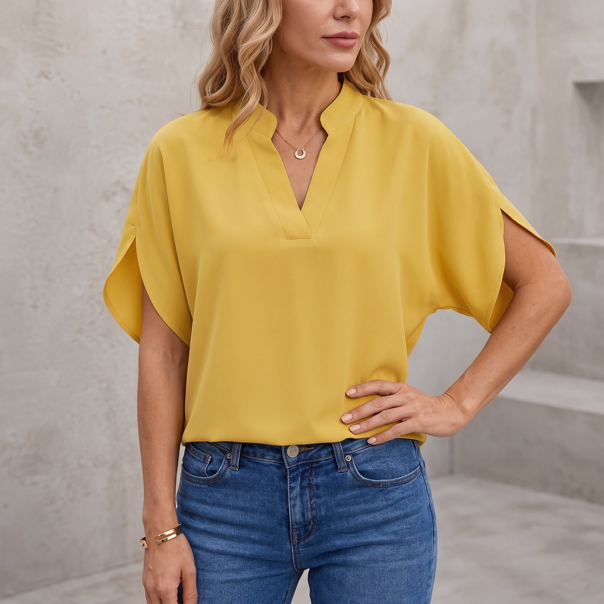 Olivia - Women's Summer Short Batwing Sleeve Relaxed  Blouse