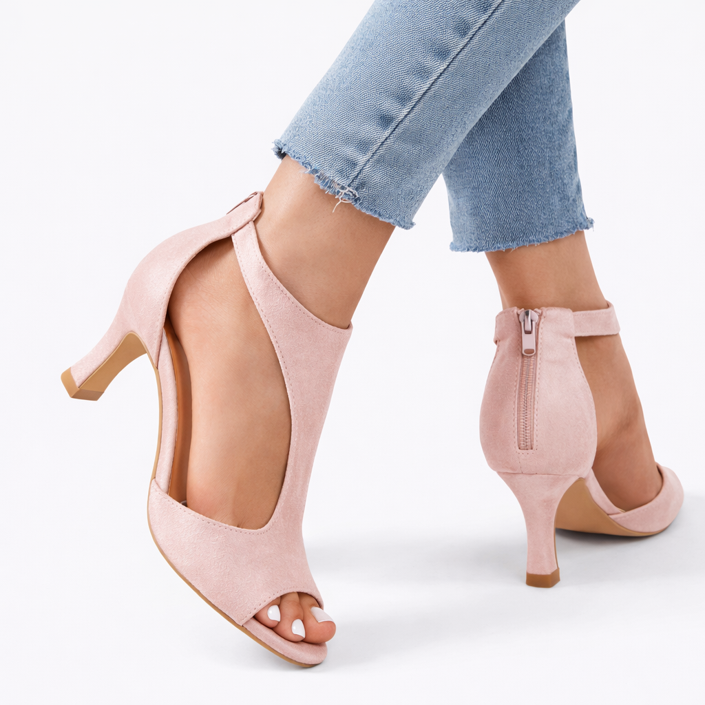 Mathilde - Women's Mid Heel Cut-Out Peep Toe Sandals