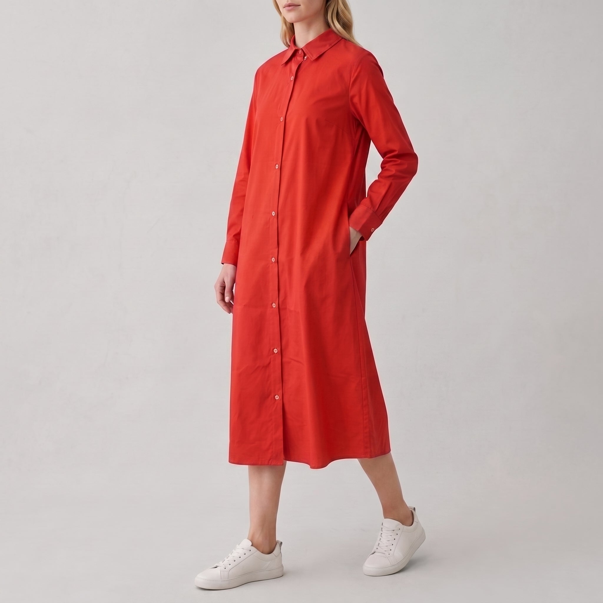 Charlotte - Women's Summer Button-Down Shirt  Midi Dress