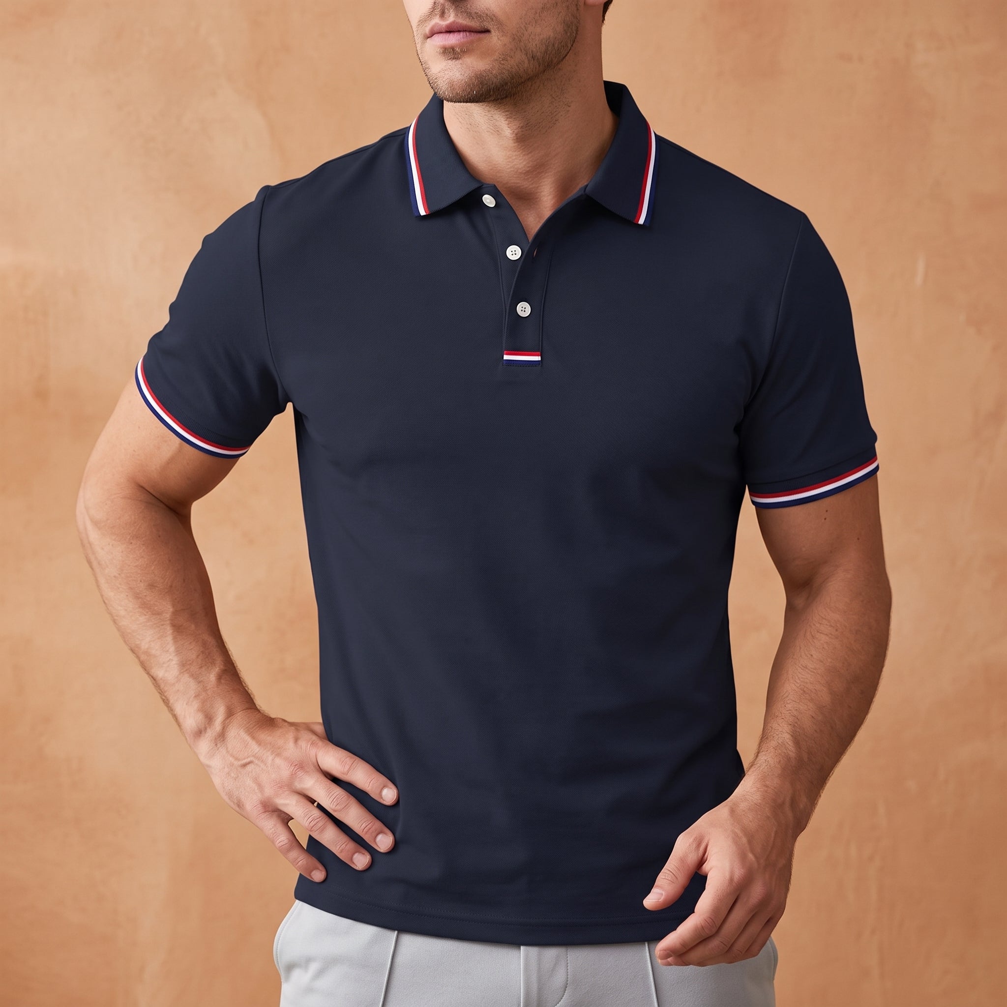 Arthur - Men's Summer Contrast Tipped Collar Polo Shirt