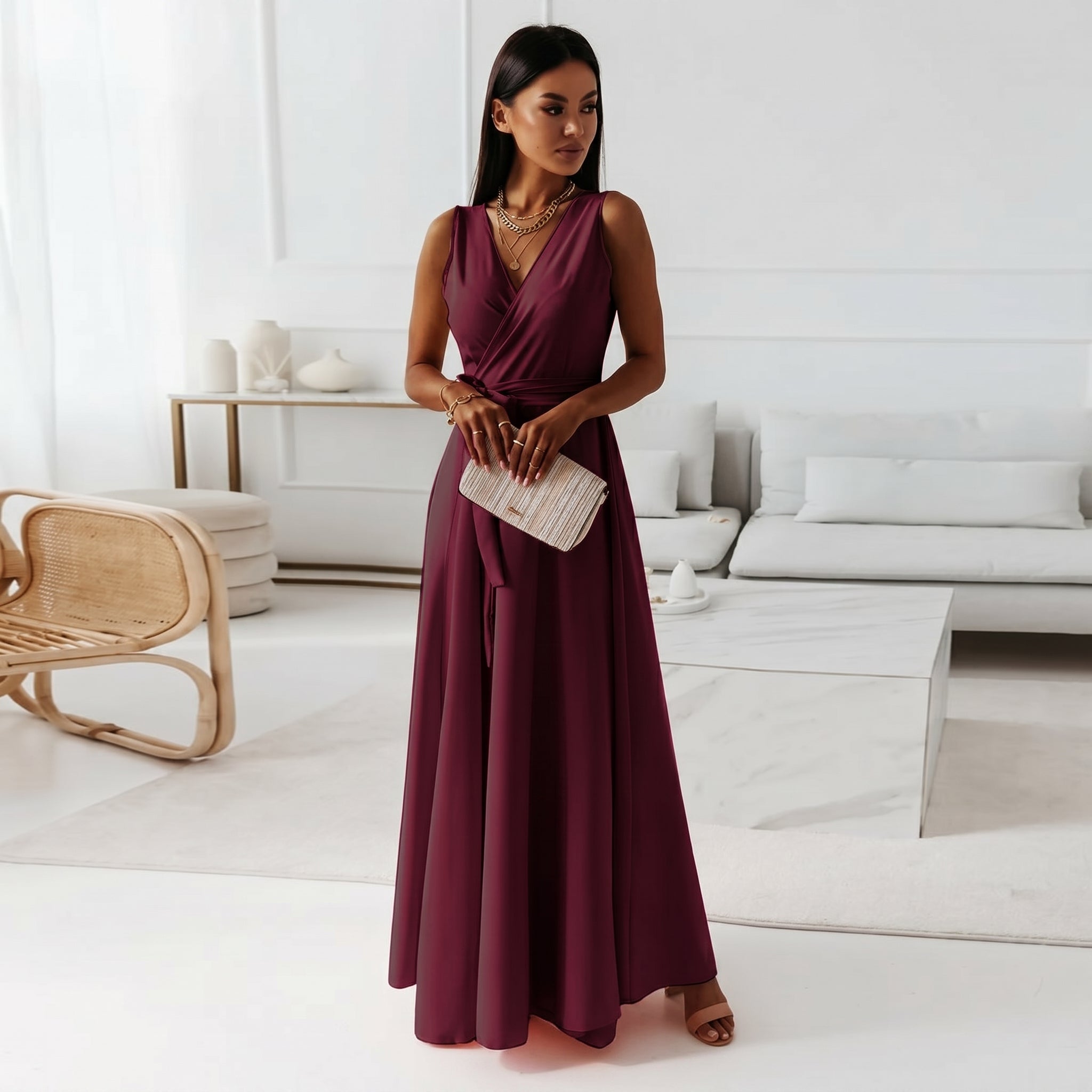 Isabella - Women's Summer Wrap V-Neck Maxi Dress