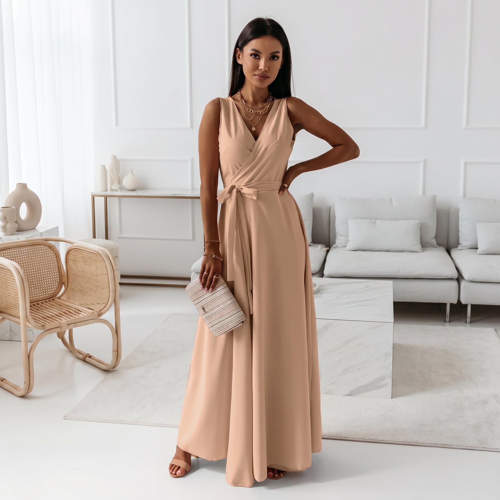 Isabella - Women's Summer Wrap V-Neck Maxi Dress