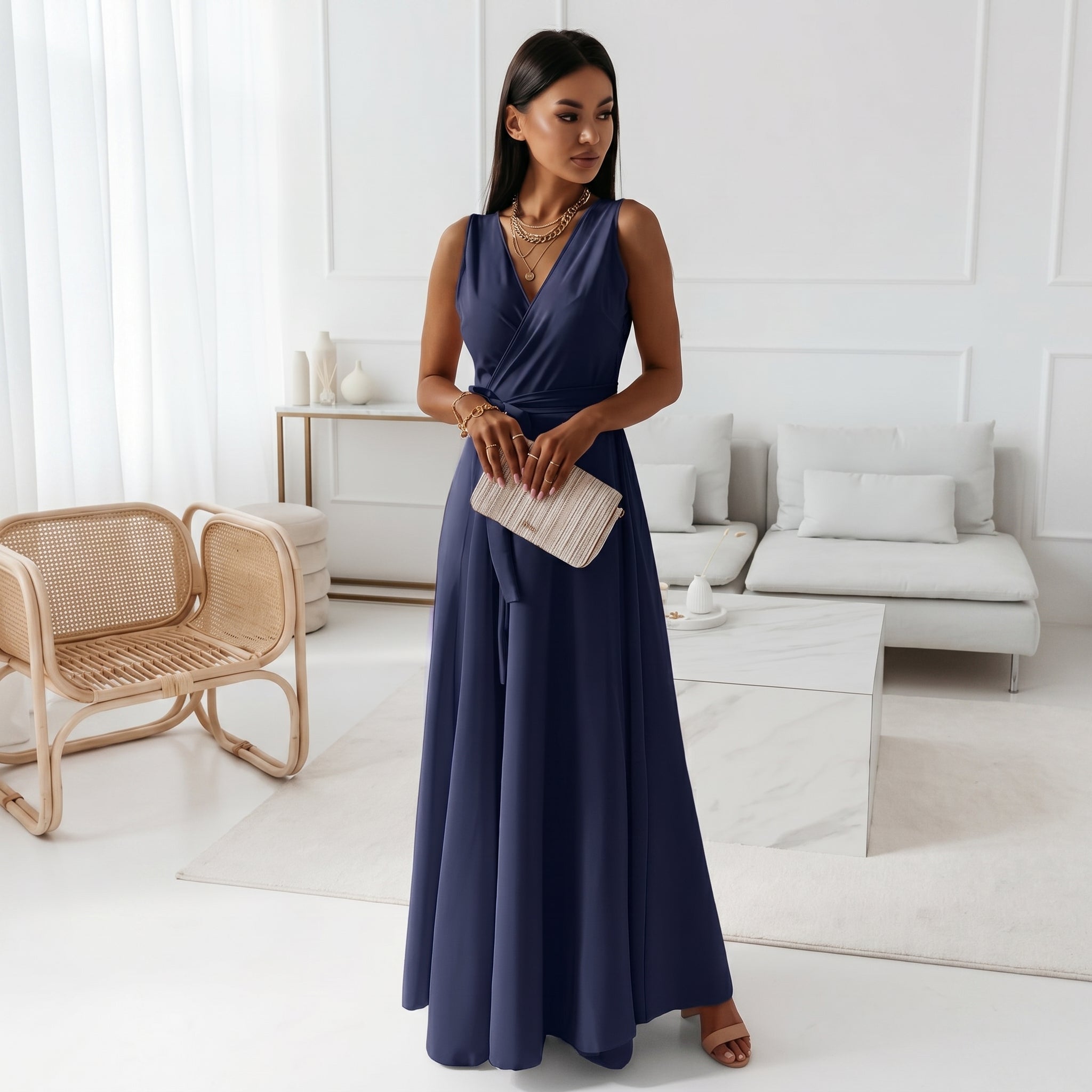Isabella - Women's Summer Wrap V-Neck Maxi Dress