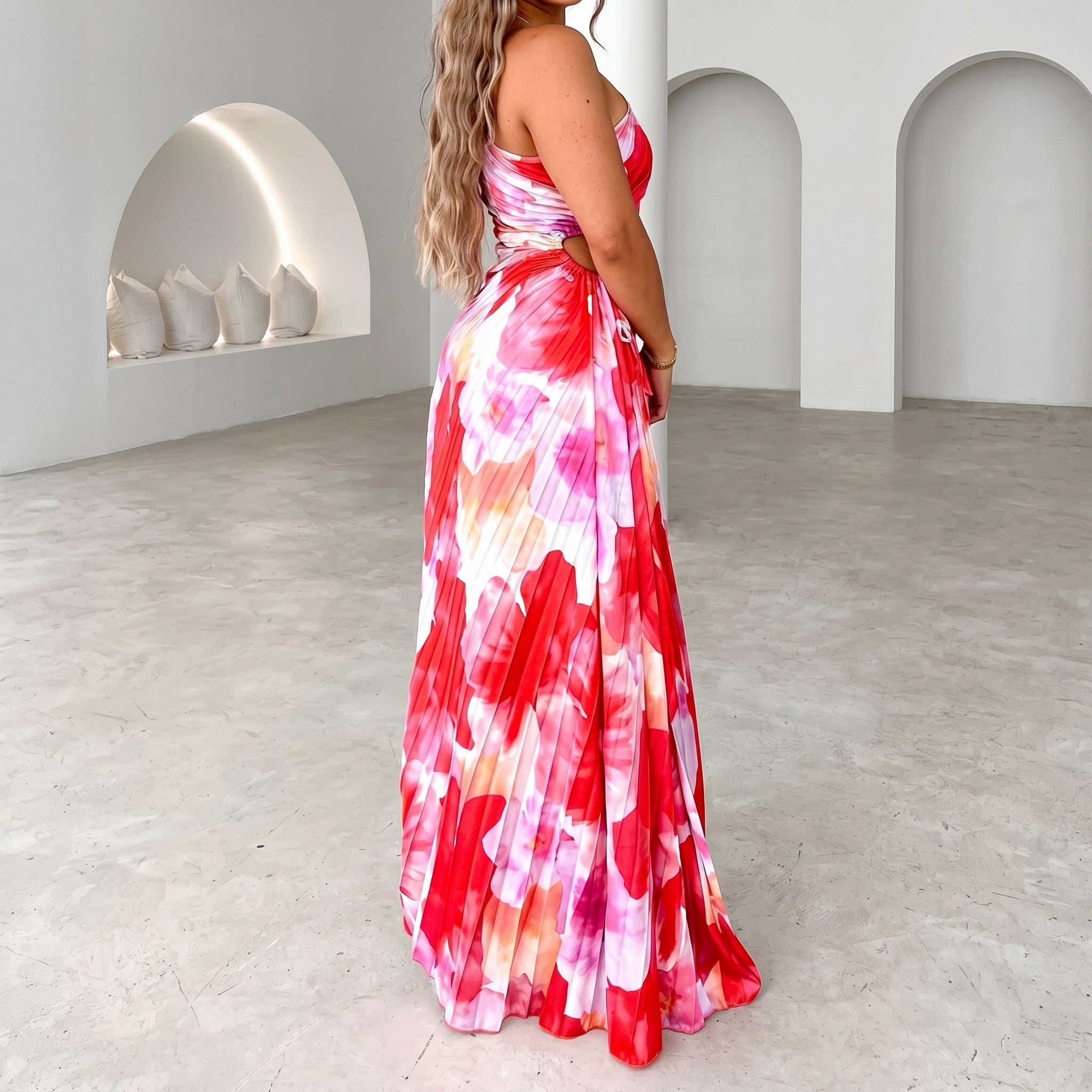 Serena - Women's Summer Floral One-Shoulder Maxi Dress