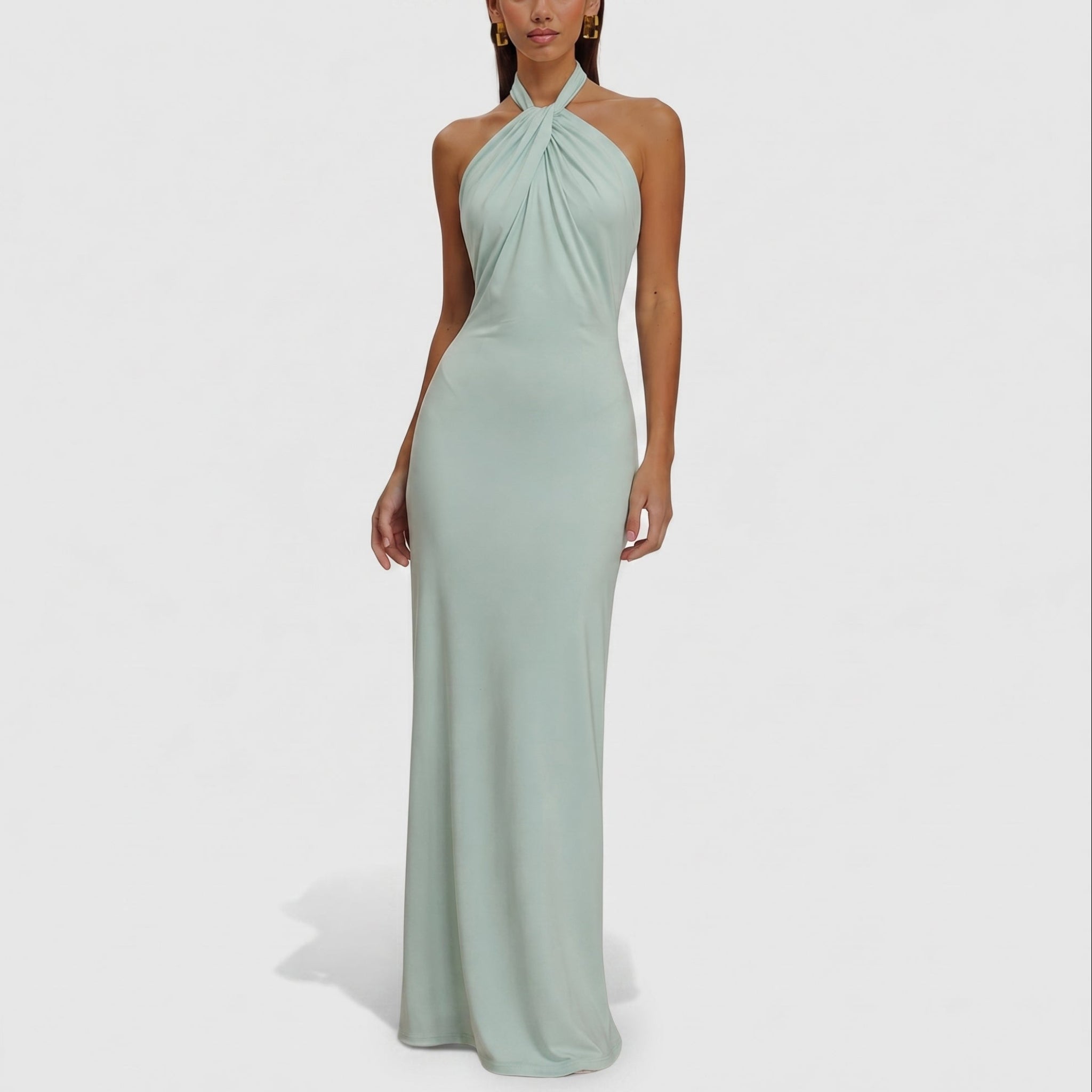 Isabella - Women's Wedding Guest Halter Twist Maxi Dress