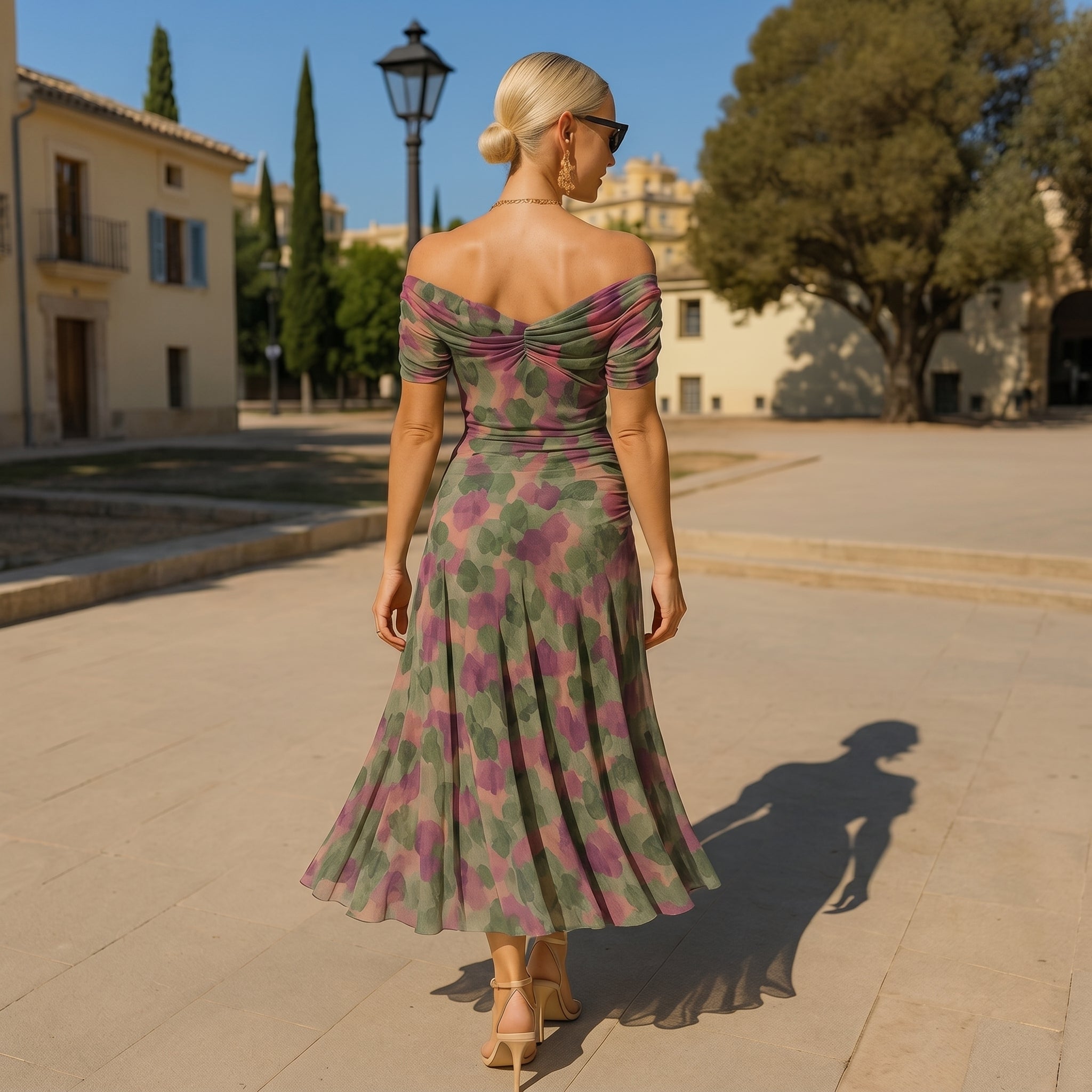 Margot - Women's Evening Vintage Floral Midi Dress