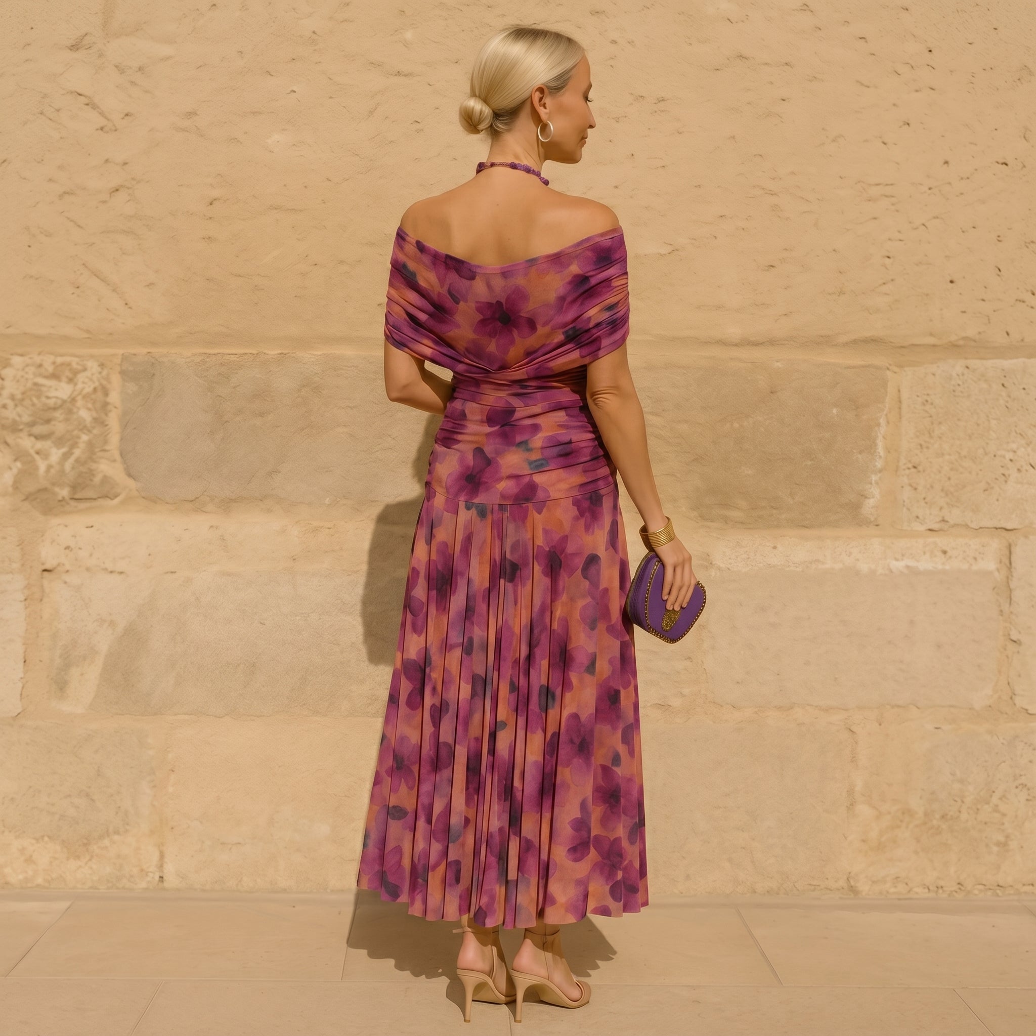 Margot - Women's Evening Vintage Floral Midi Dress