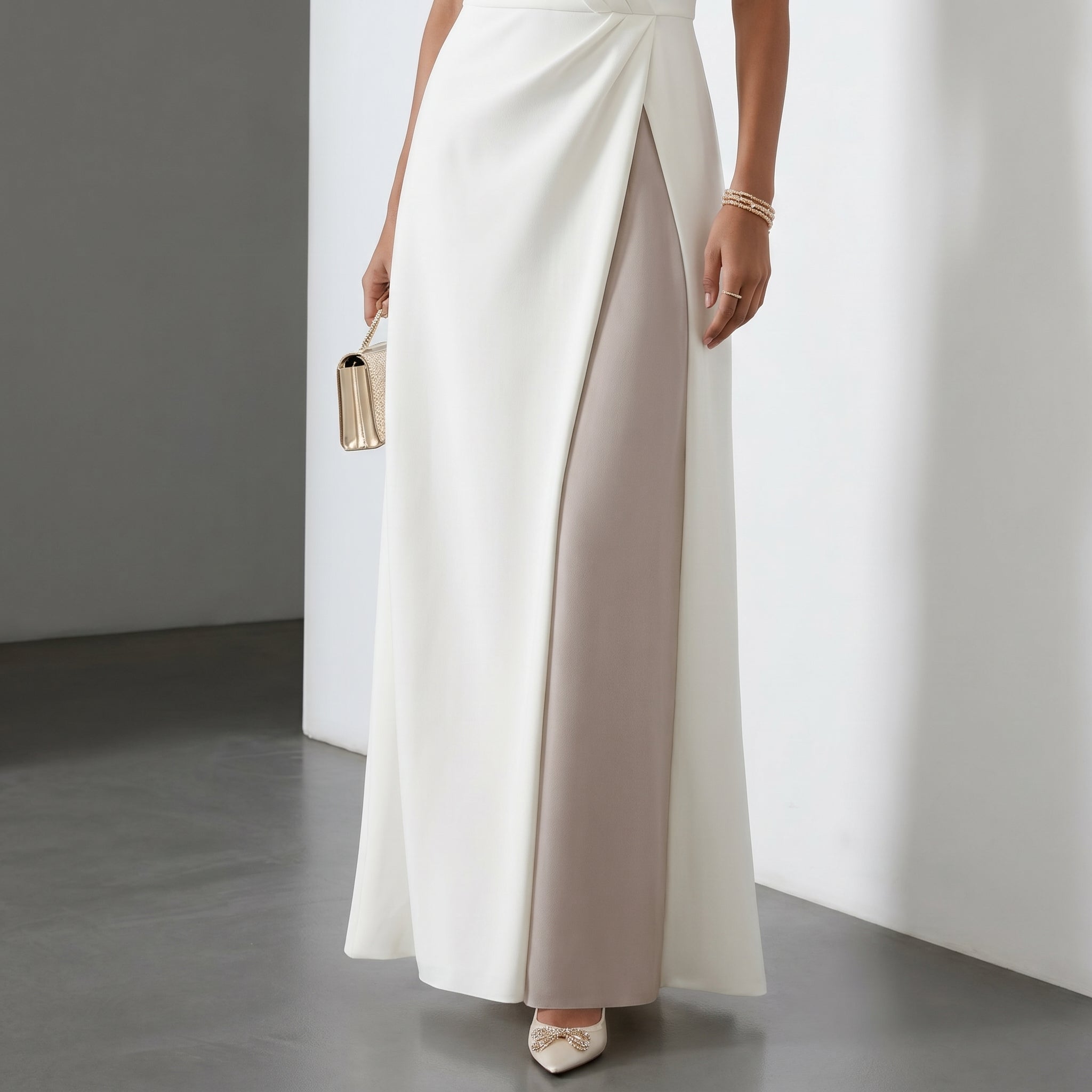 Elena - Women's Evening Draped Side Split Maxi Dress