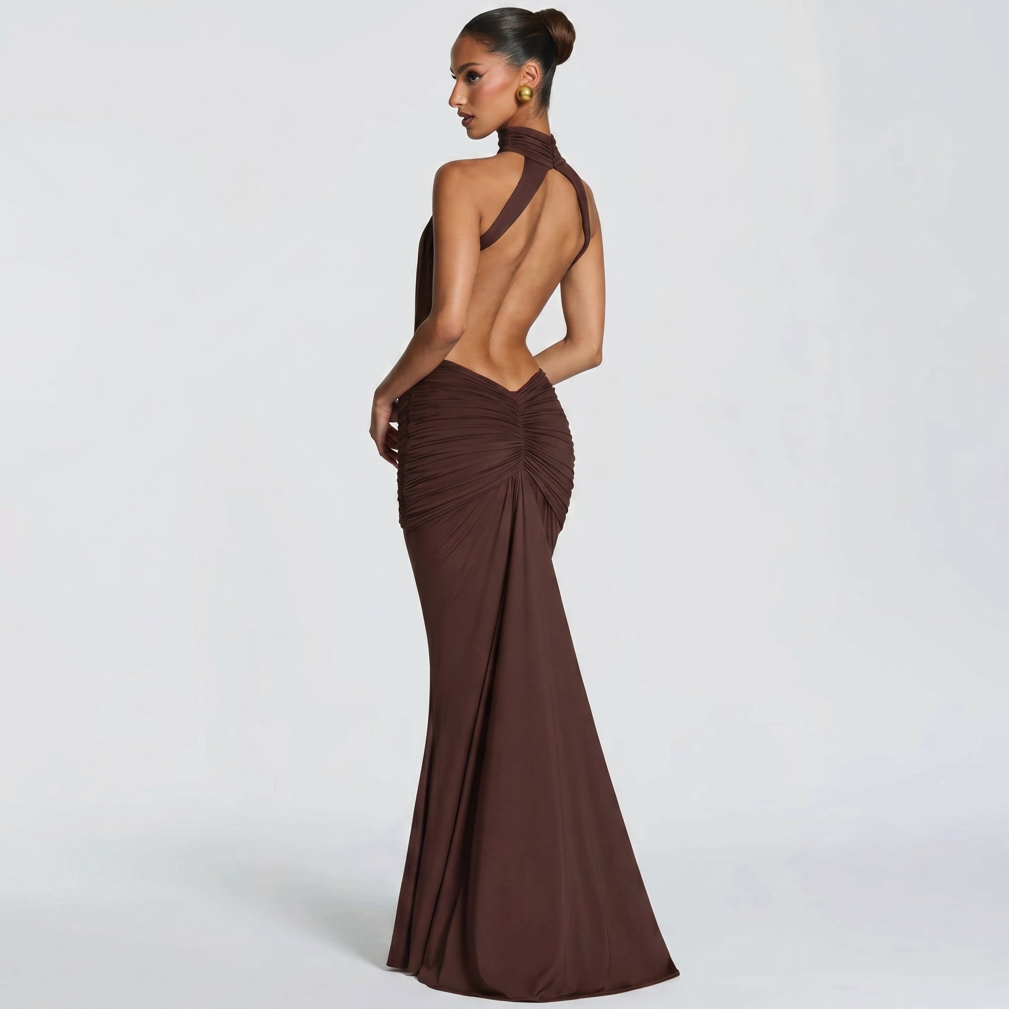 Naomi - Women's Evening Halterneck Bodycon Maxi Dress