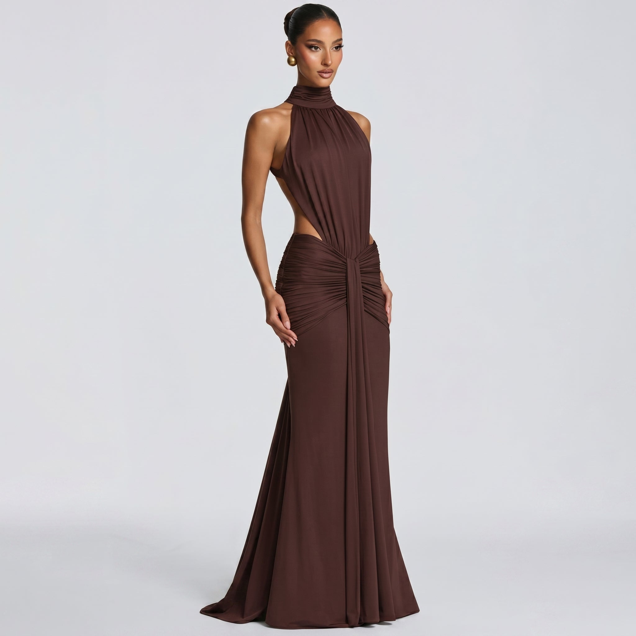 Naomi - Women's Evening Halterneck Bodycon Maxi Dress