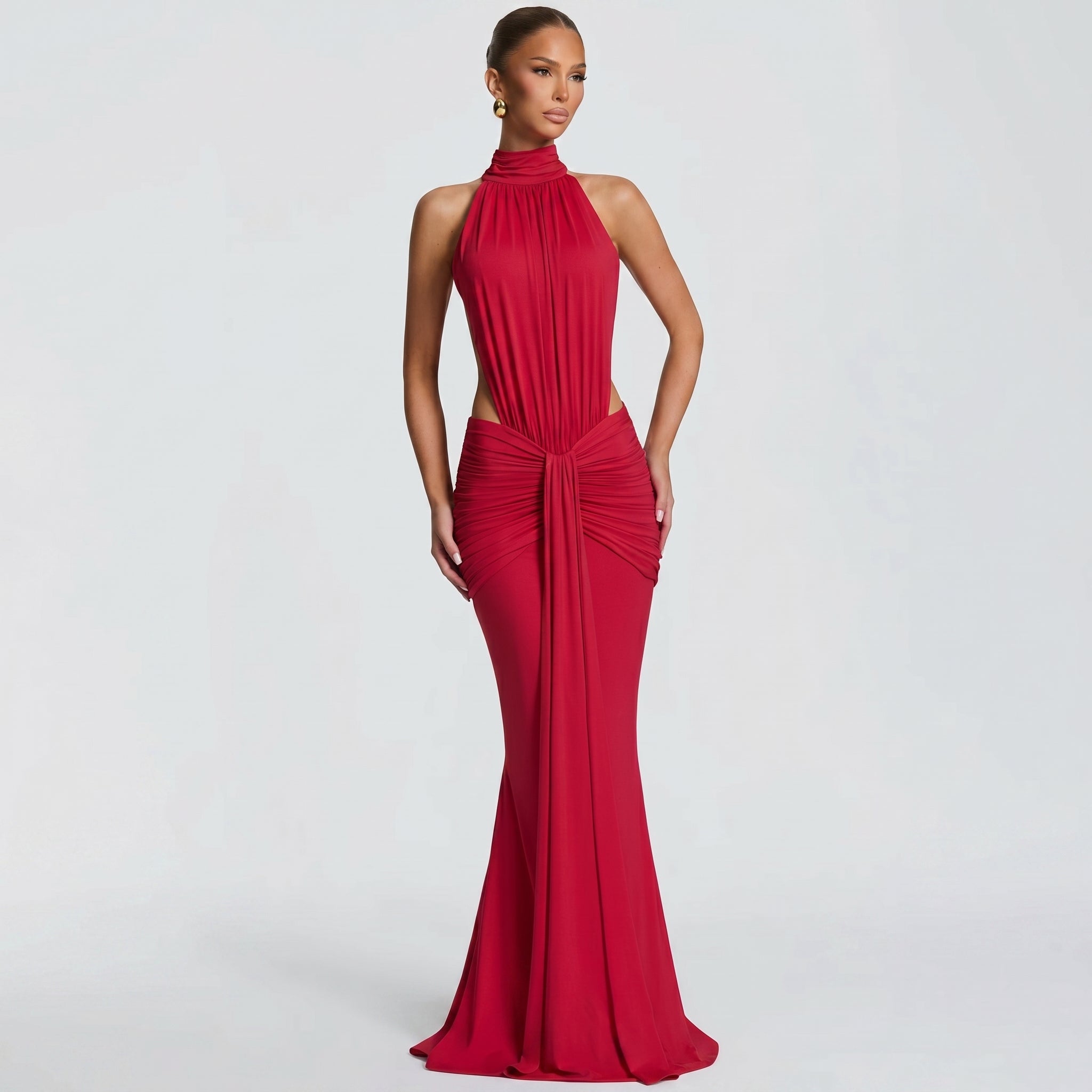 Naomi - Women's Evening Halterneck Bodycon Maxi Dress