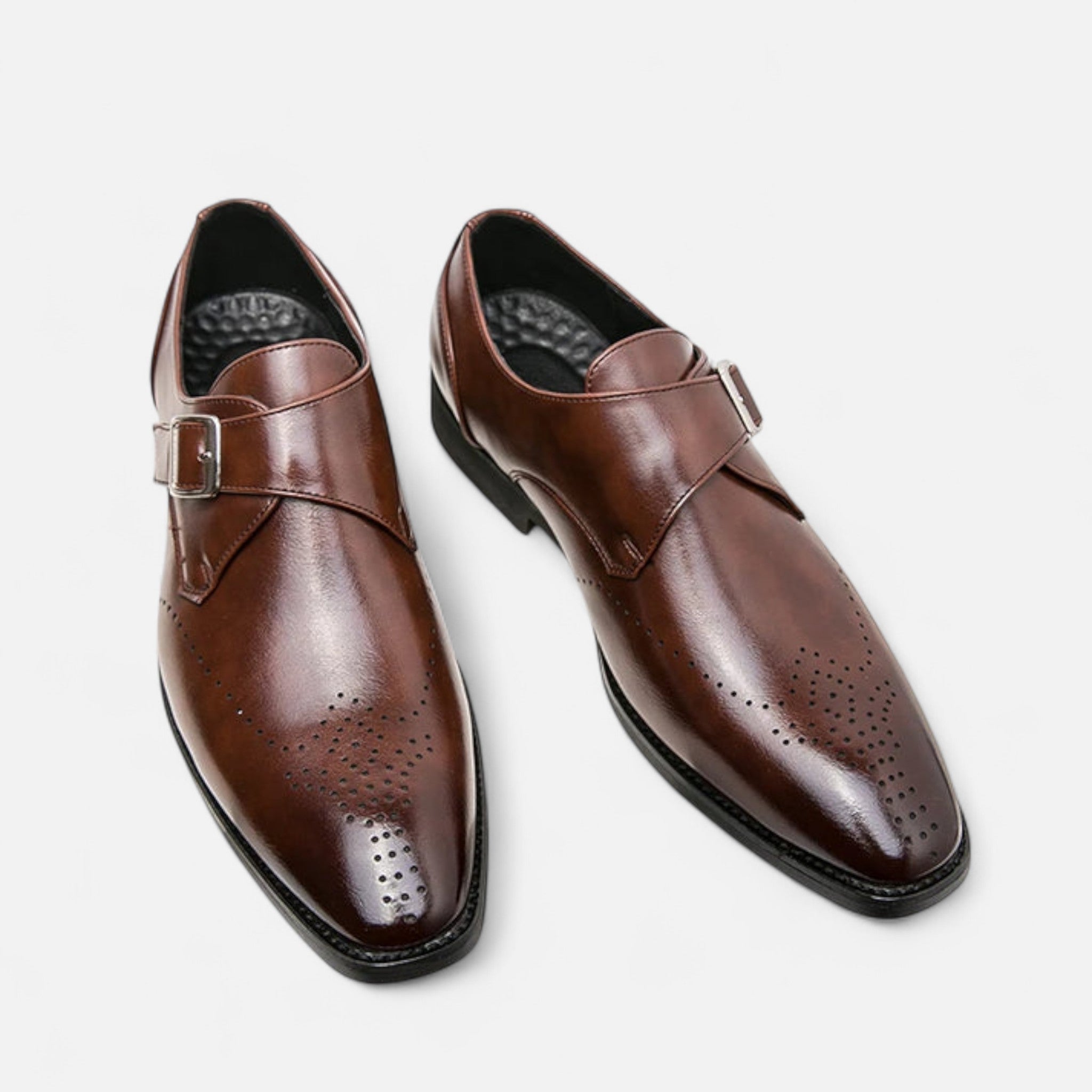 James - Men's Formal Monk Strap Brogue Wedding Dress Shoes