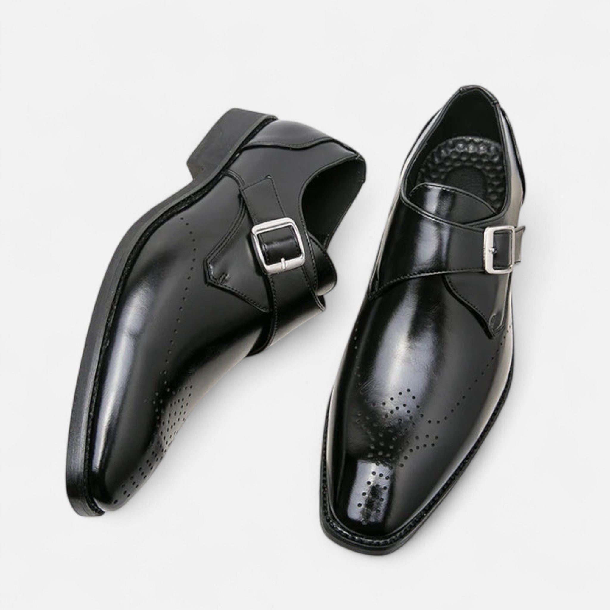 James - Men's Formal Monk Strap Brogue Wedding Dress Shoes