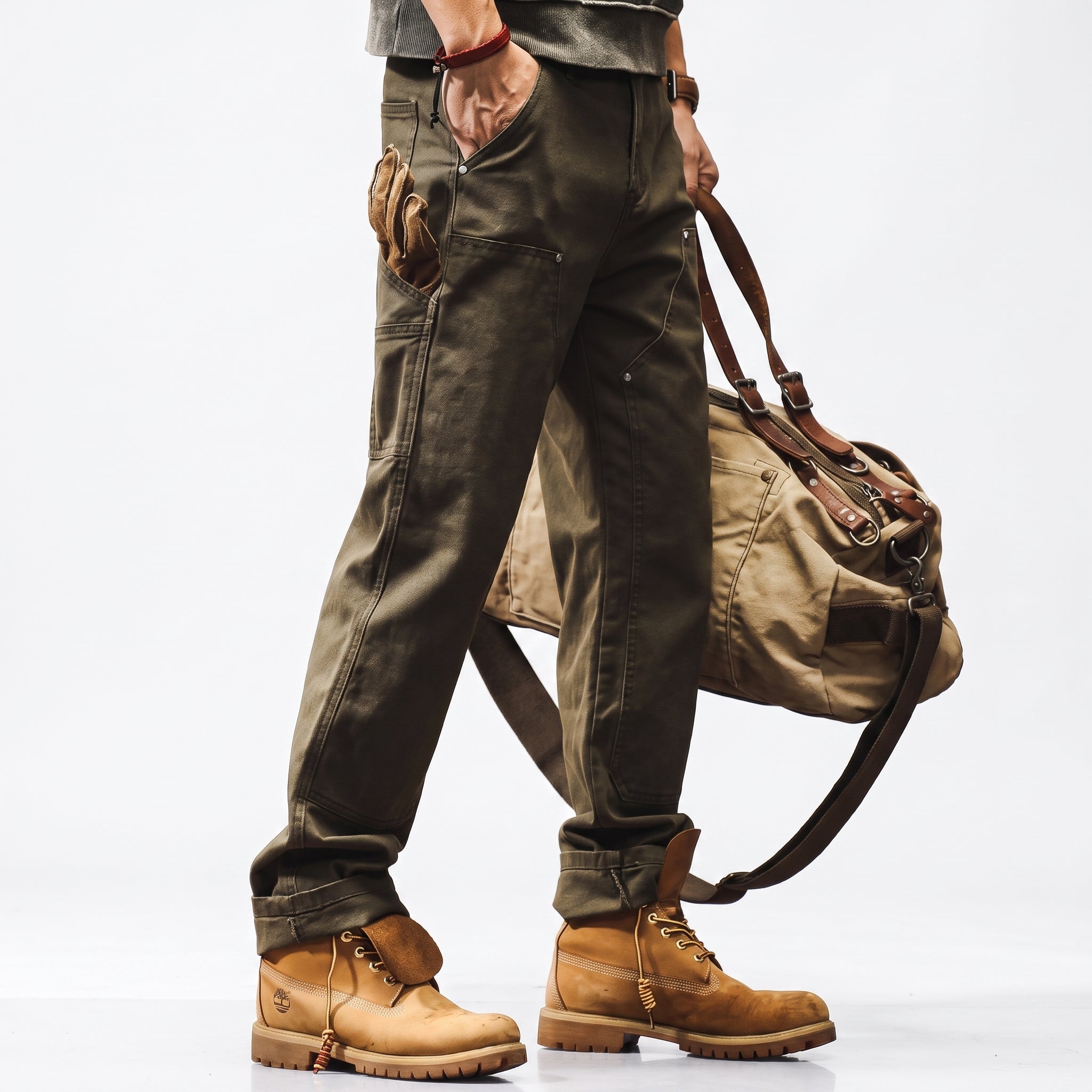 George - Men's Straight Leg Cargo Pants with Rivet Detail