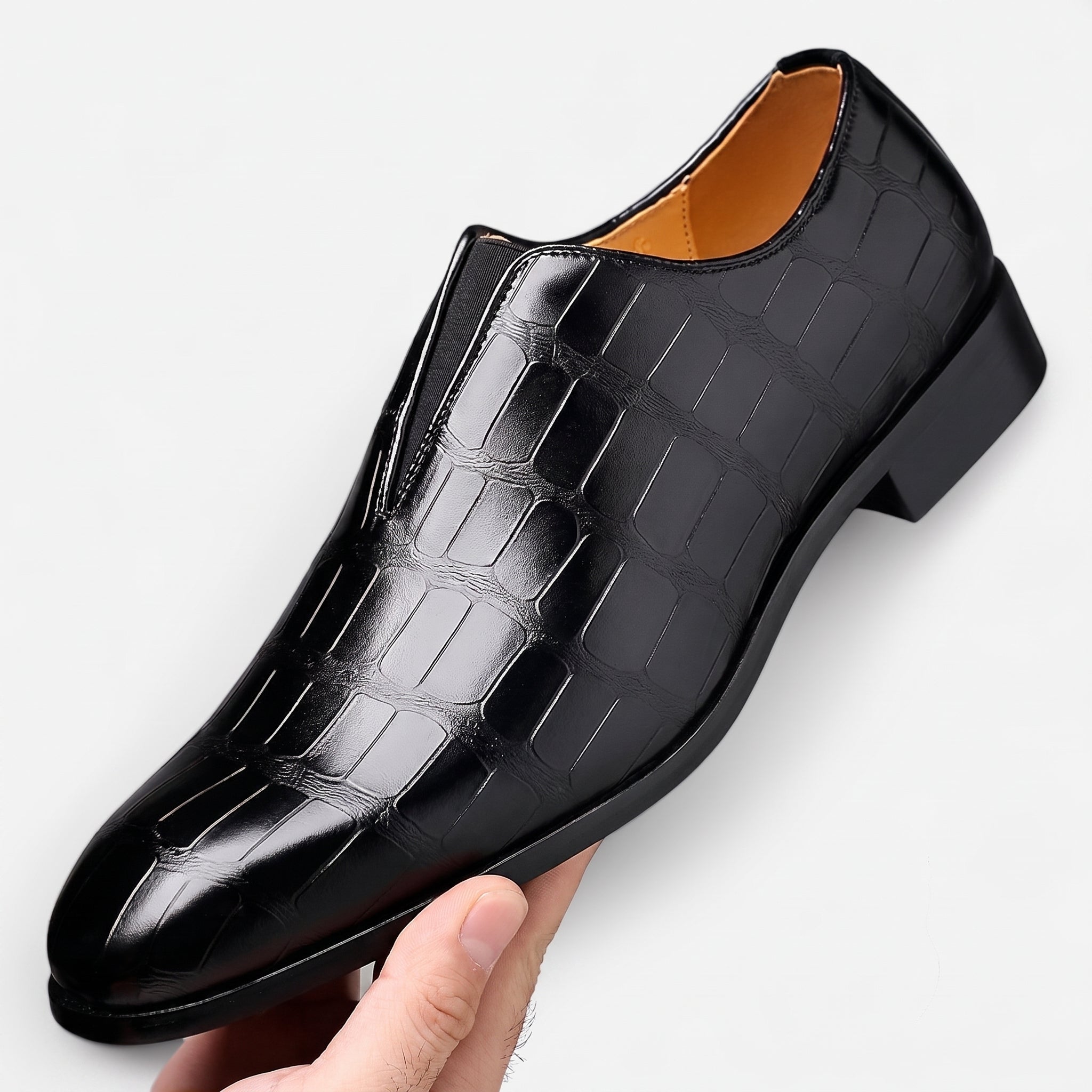 Oliver - Men's Croc Embossed Pointed Toe Wedding Shoes
