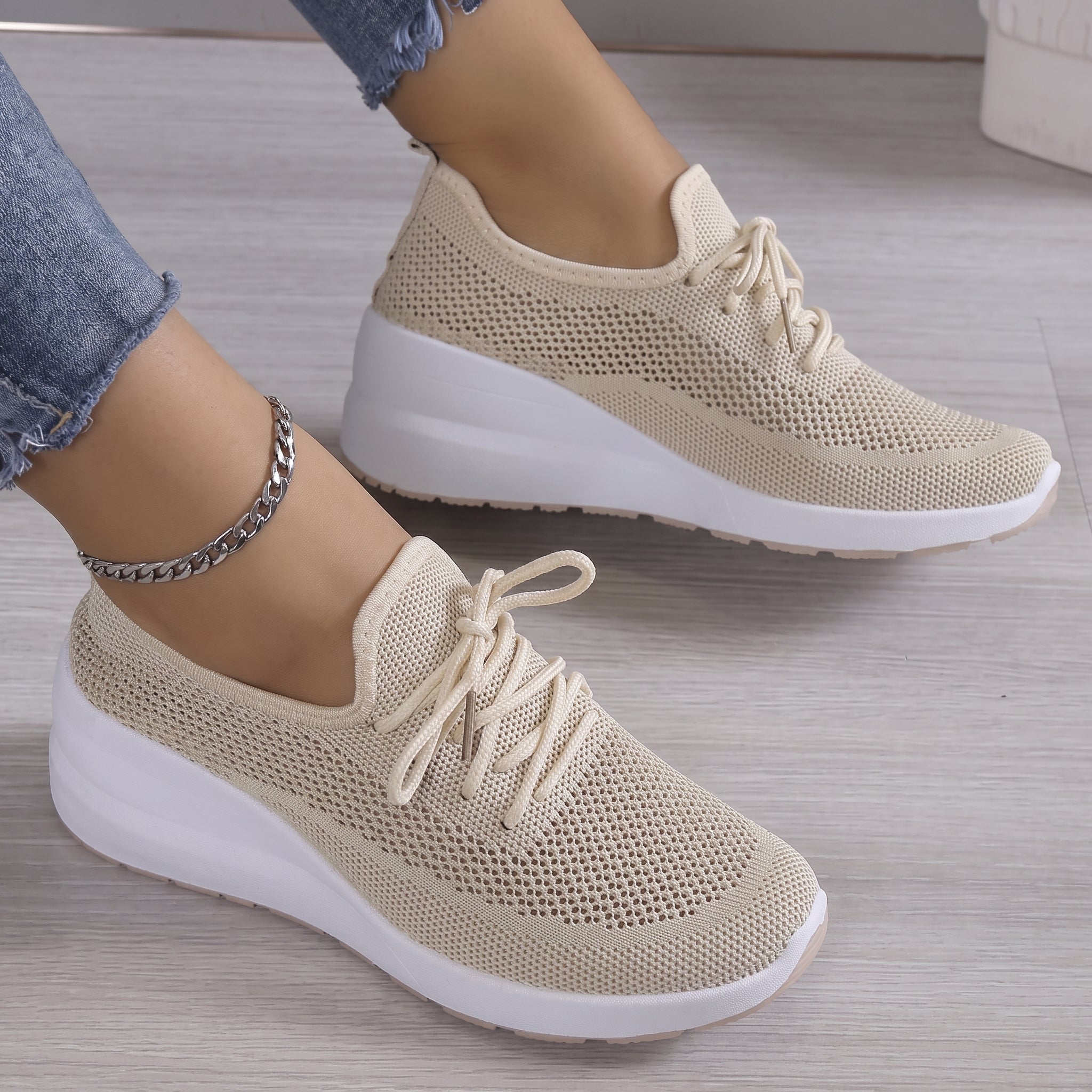 Alice - Women's Orthopaedic Breathable Lace-Up Wedge Trainers