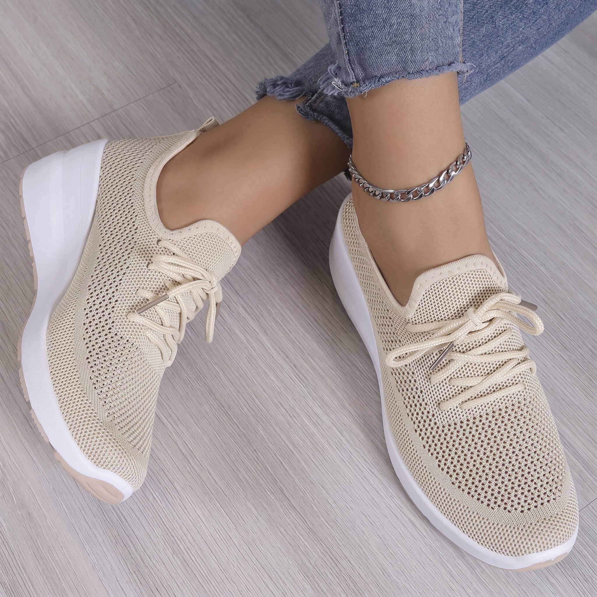 Alice - Women's Orthopaedic Breathable Lace-Up Wedge Trainers