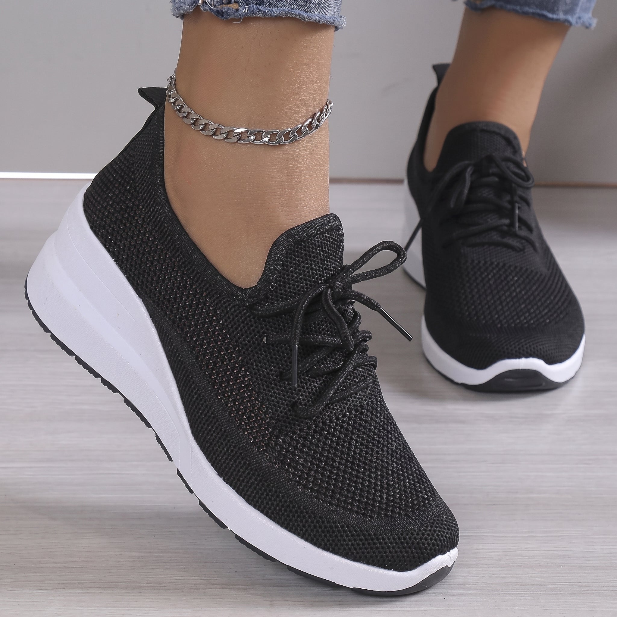 Alice - Women's Orthopaedic Breathable Lace-Up Wedge Trainers