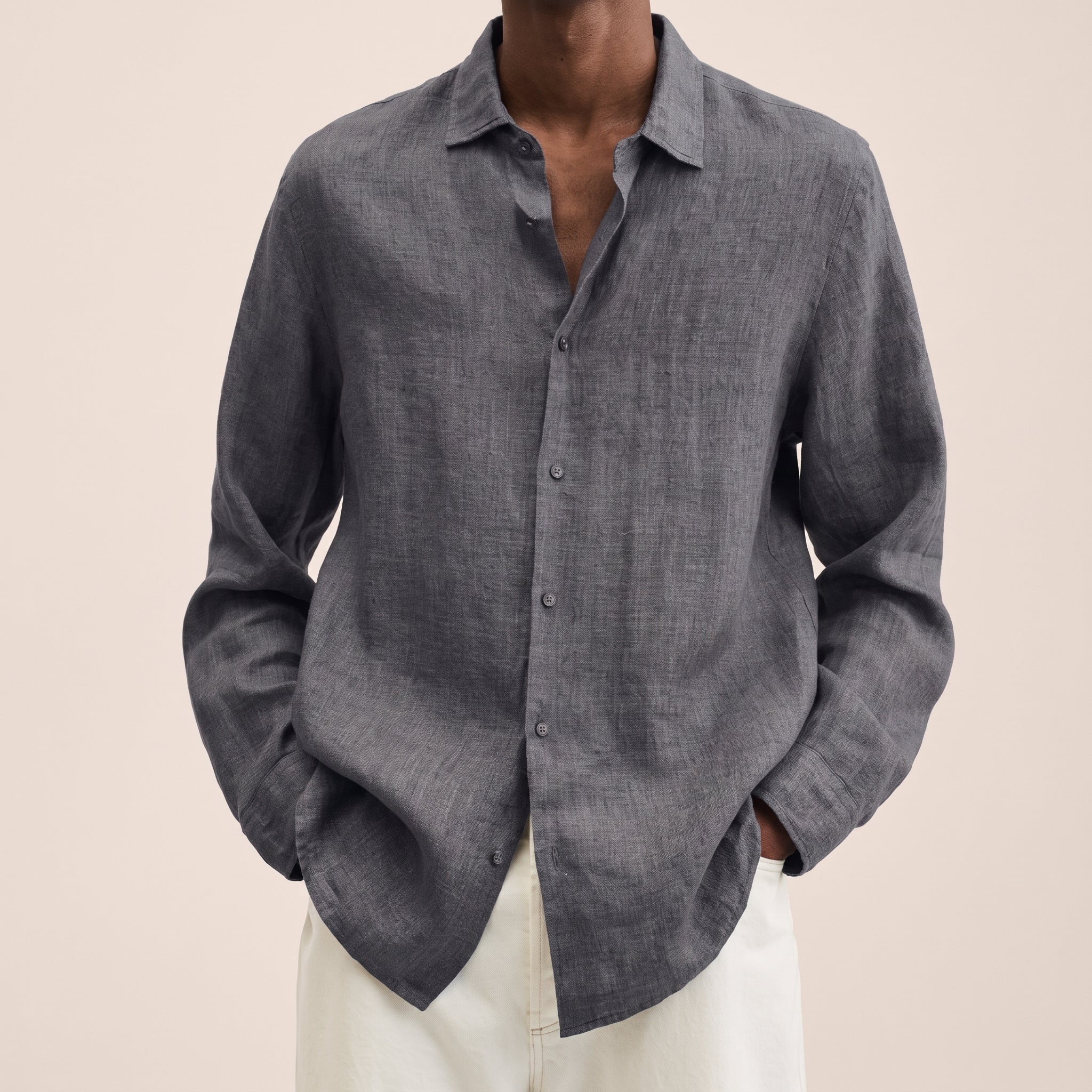 Carl - Men's Relaxed Fit Summer Long Sleeve Collared Shirt