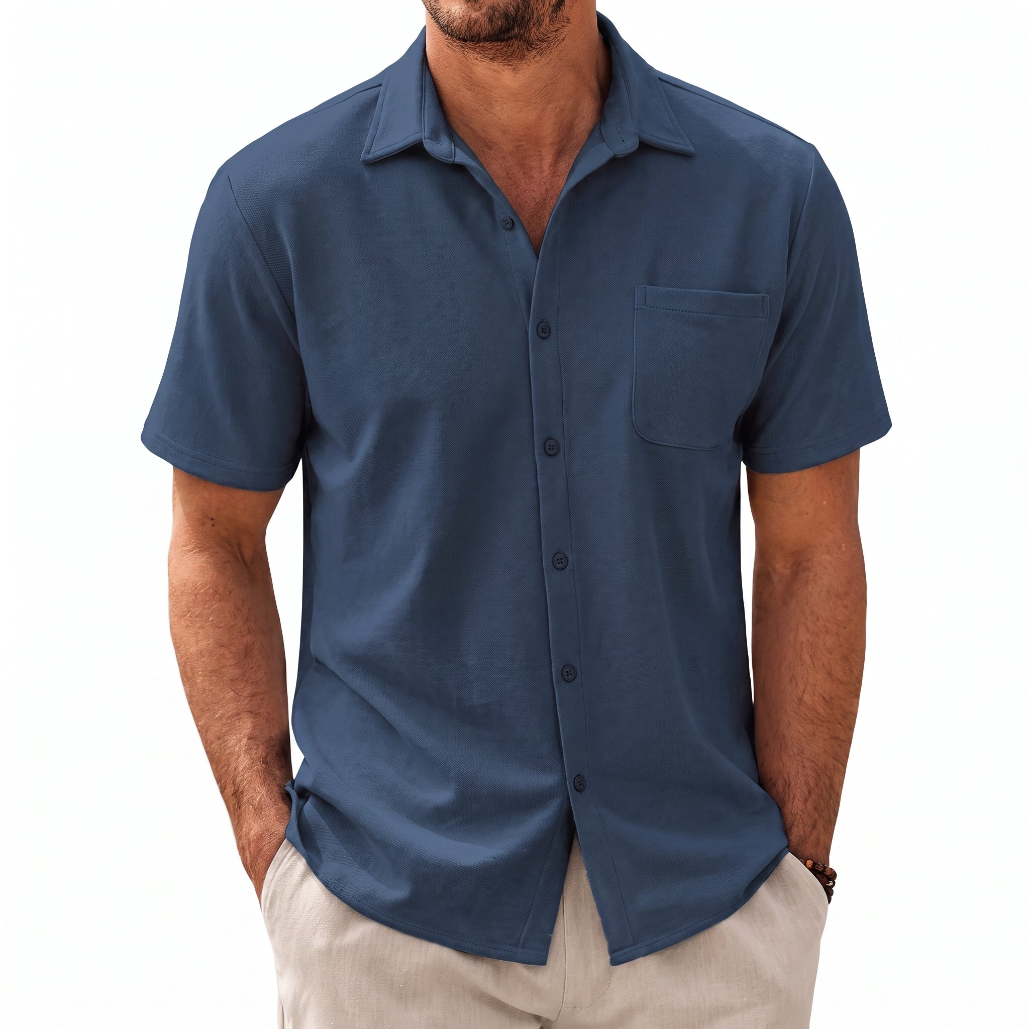 Kurt – Men's Summer Straight Collar Short Sleeve Shirt