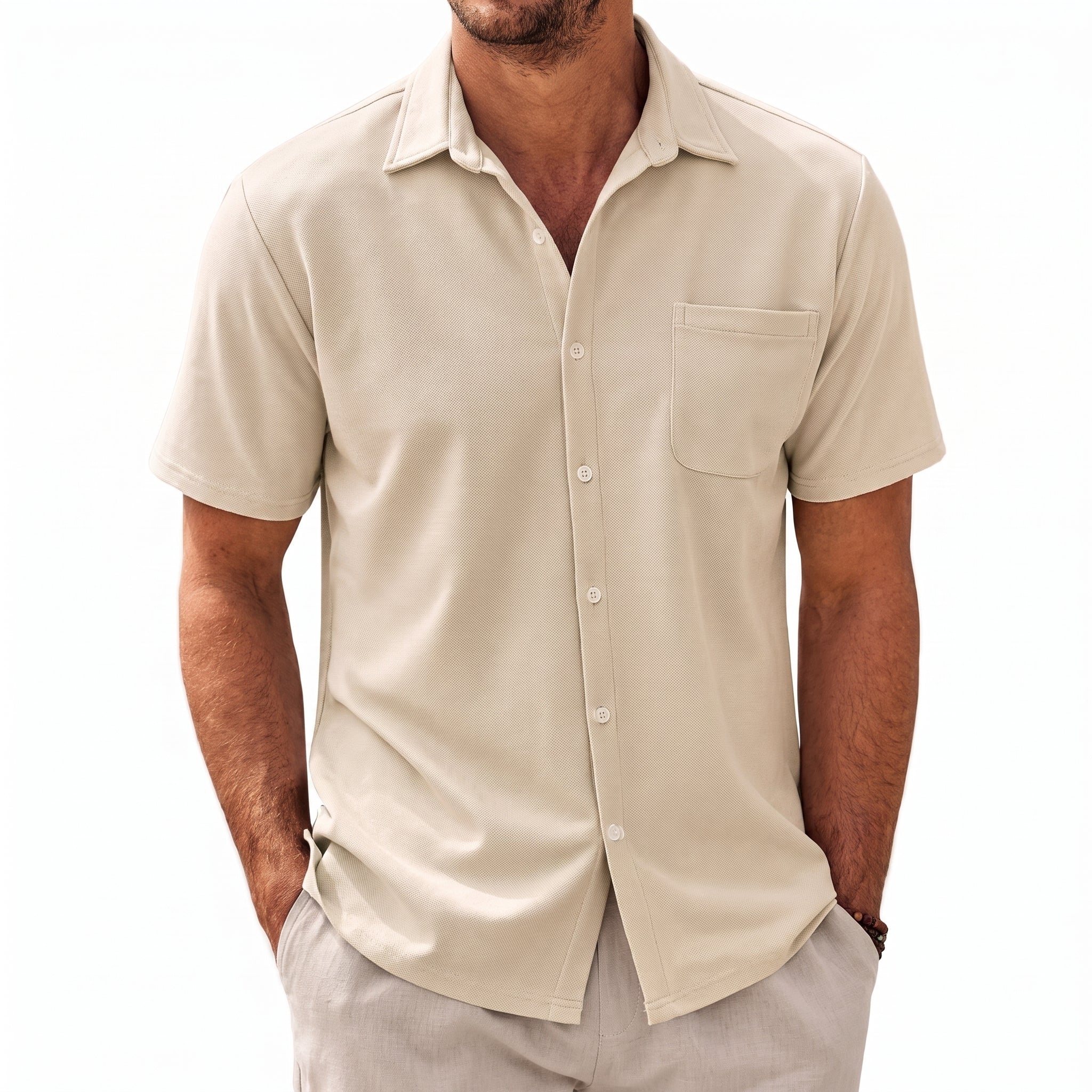 Kurt – Men's Summer Straight Collar Short Sleeve Shirt