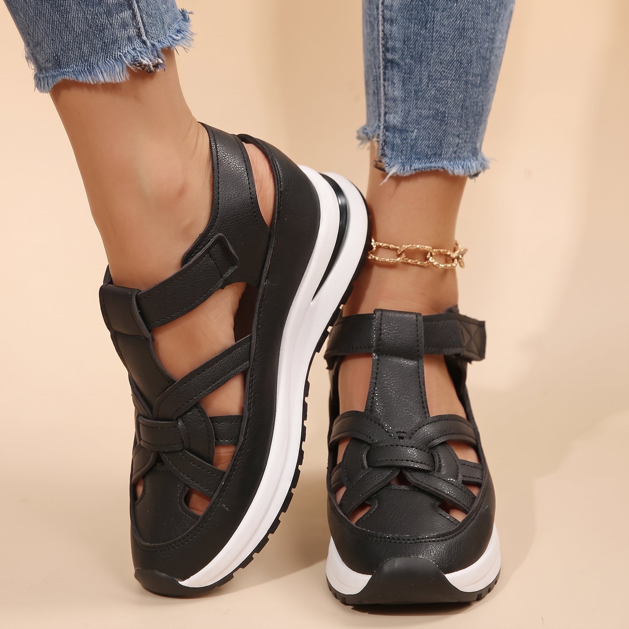 Carolina - Women's Orthopaedic Cut-Out Strap Platform Sandals