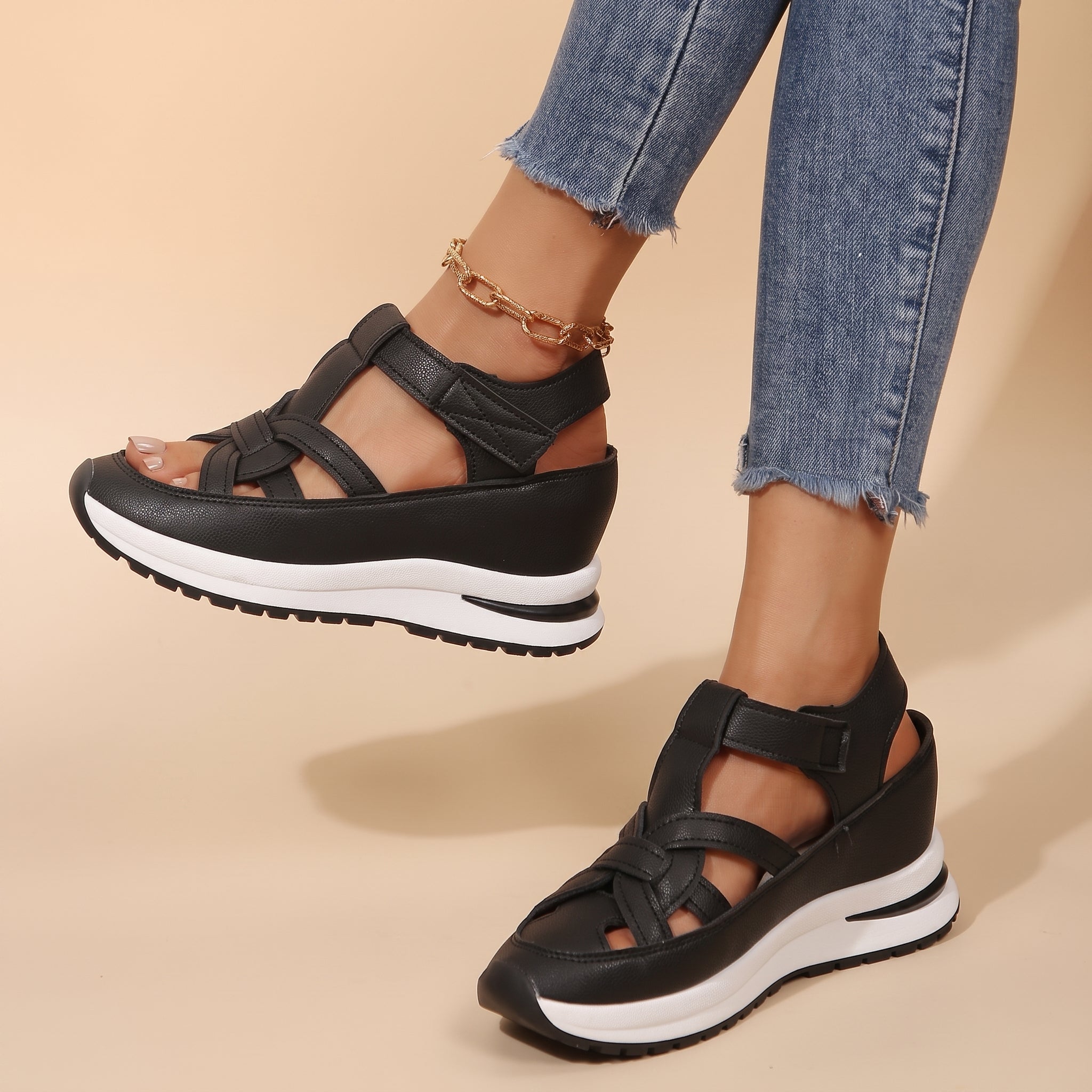 Carolina - Women's Orthopaedic Cut-Out Strap Platform Sandals