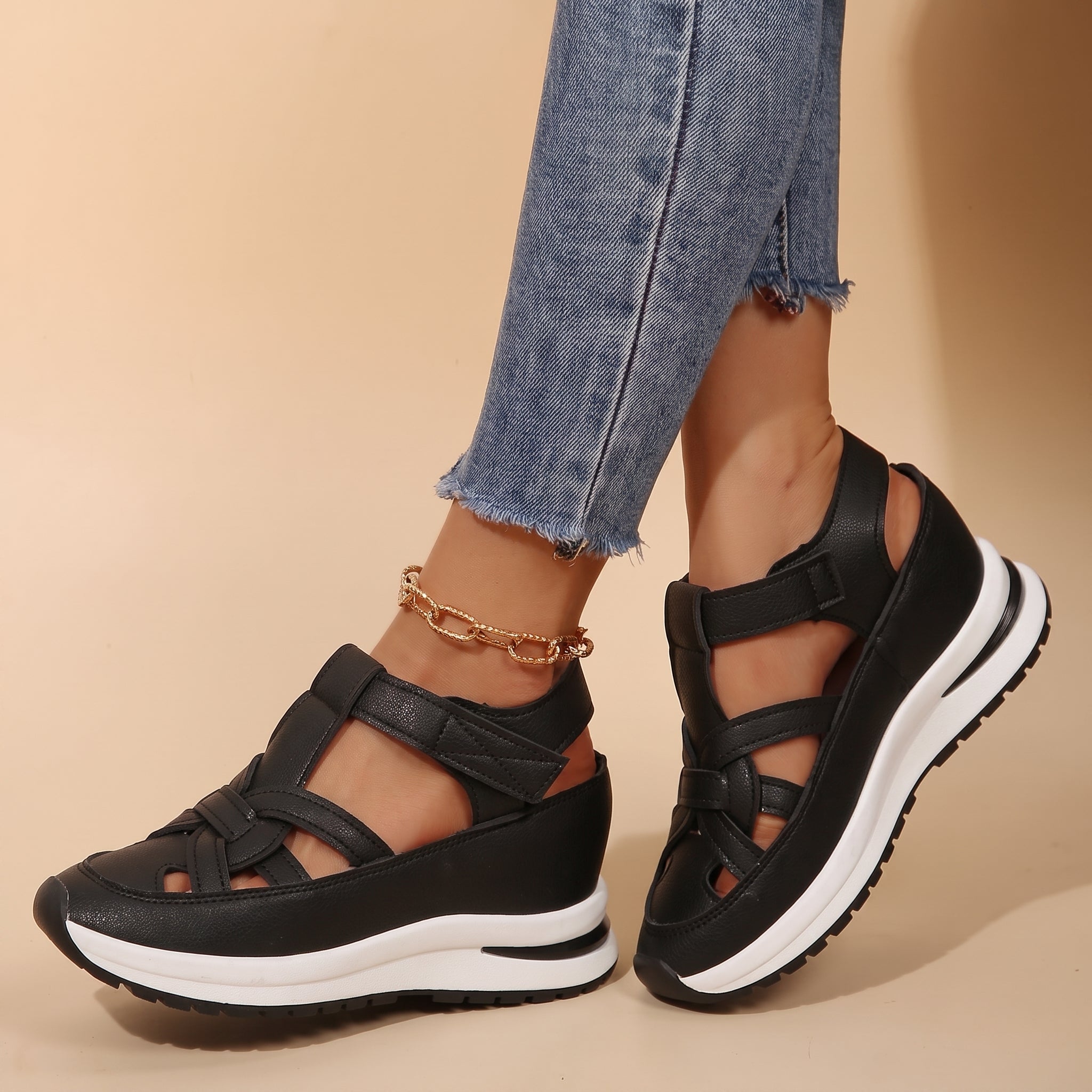 Carolina - Women's Orthopaedic Cut-Out Strap Platform Sandals