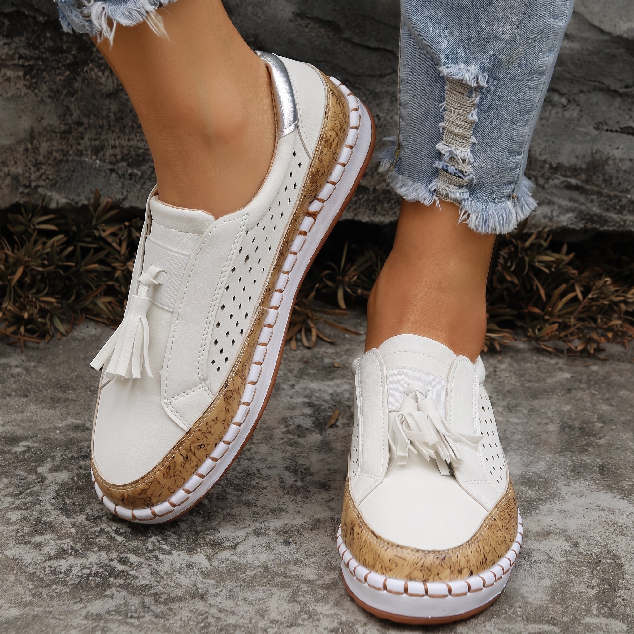 Leonie – Women's Orthopaedic Tassel Detail Slip-On Trainers