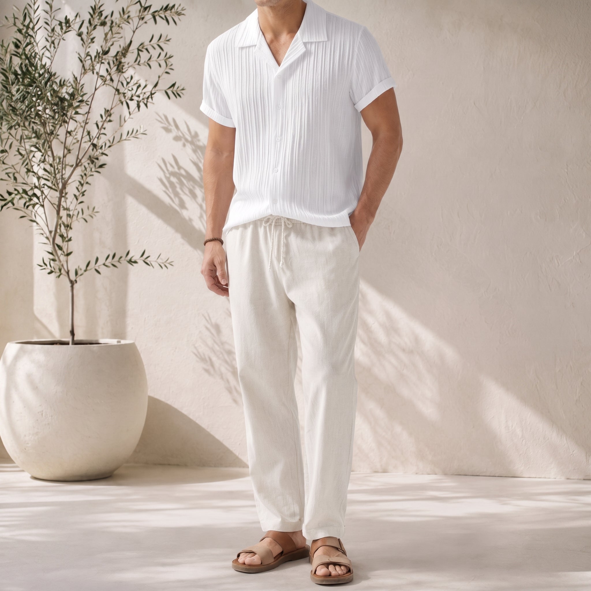 Daniel - Men's Summer Relaxed Vertical Stripe Co-ord Set