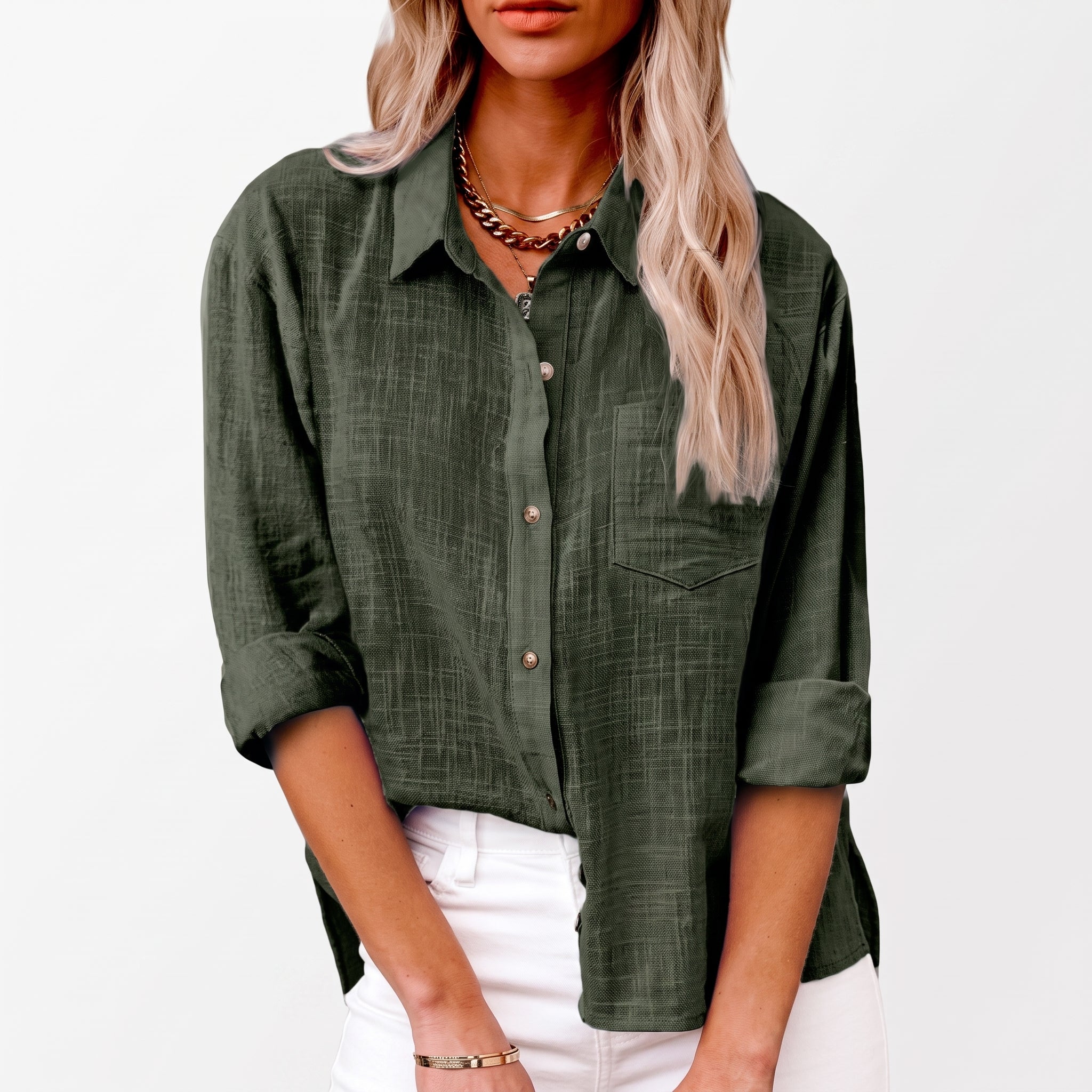 Olivia - Women's Summer Sheer Long Sleeve Point Collar Blouse