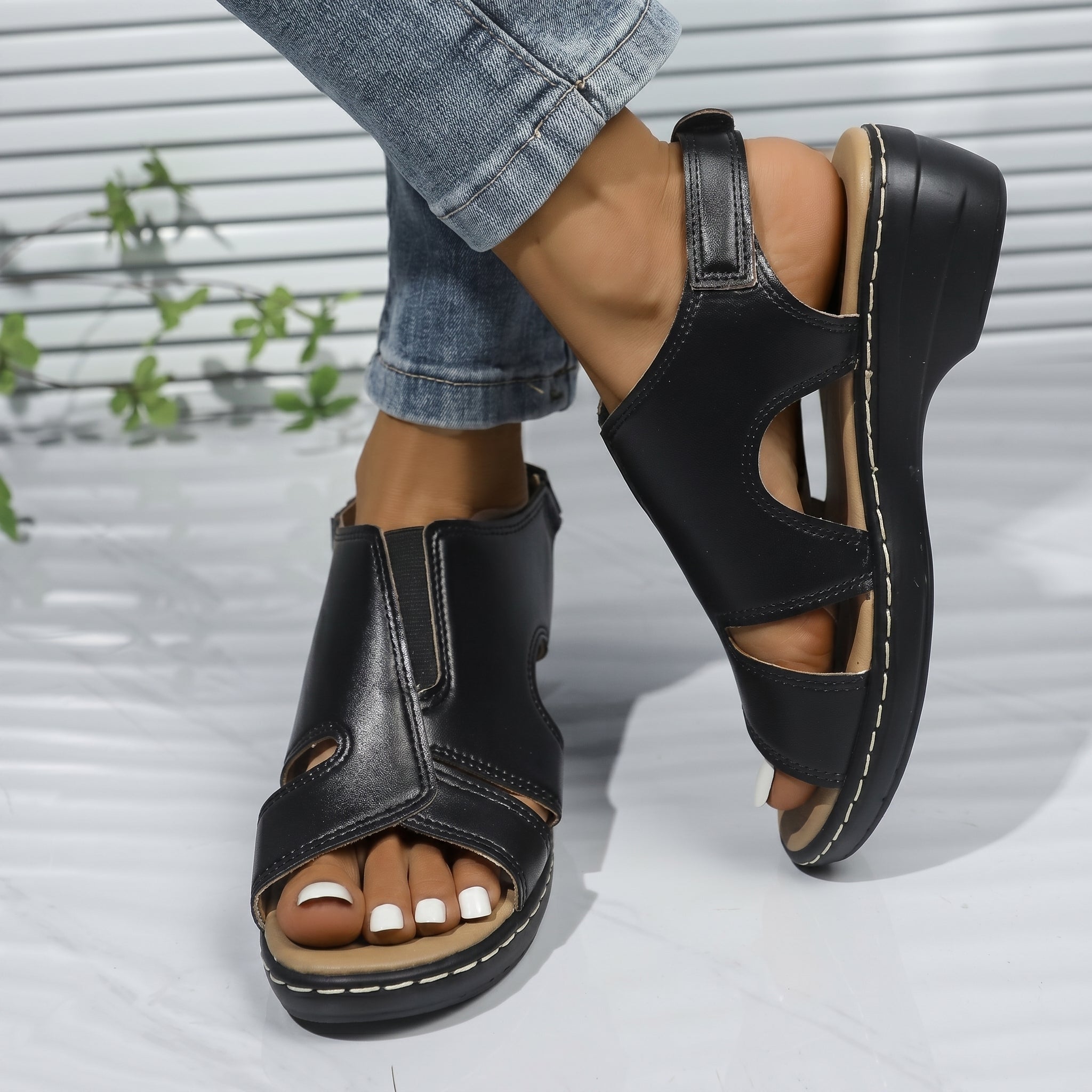 Louise - Women's Orthopaedic Cut-Out Wedge Sandals
