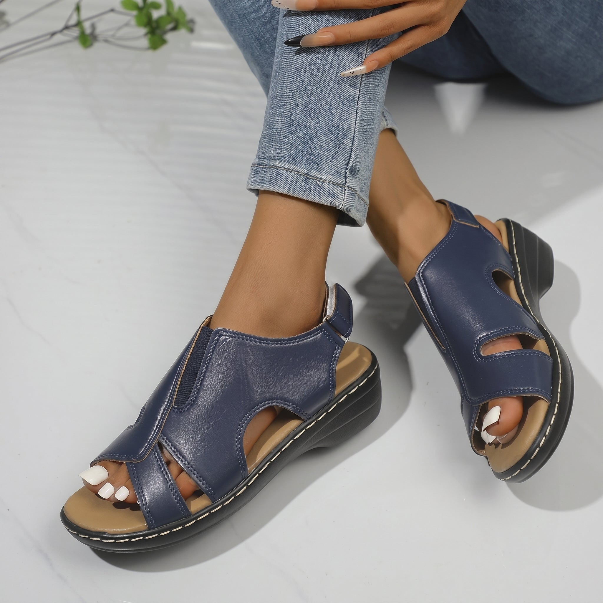 Louise - Women's Orthopaedic Cut-Out Wedge Sandals