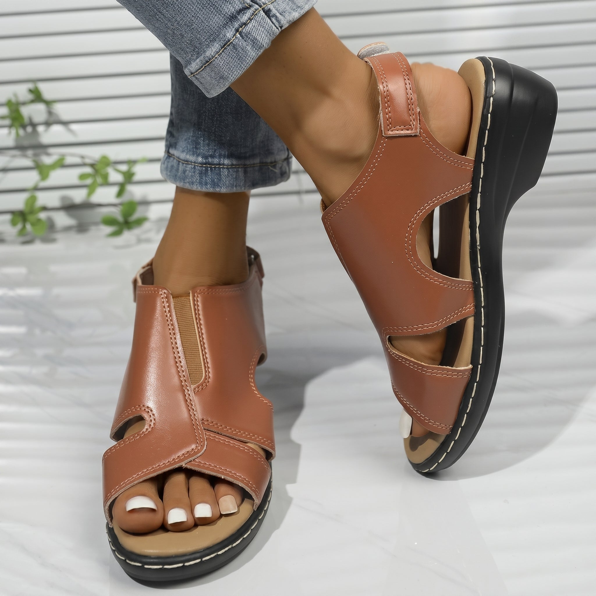 Louise - Women's Orthopaedic Cut-Out Wedge Sandals