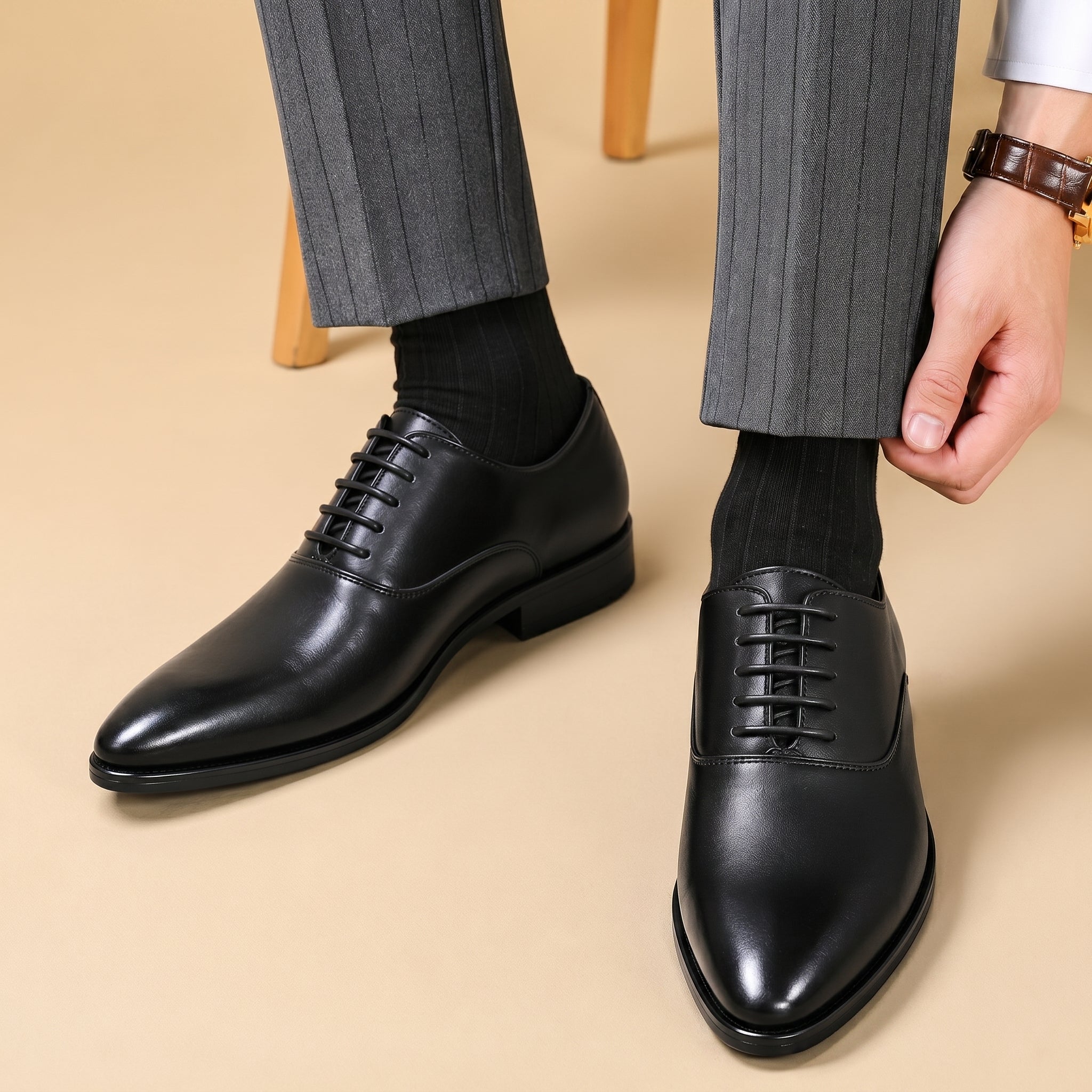 James - Men's Formal Lace-Up Pointed Toe Wedding Shoes