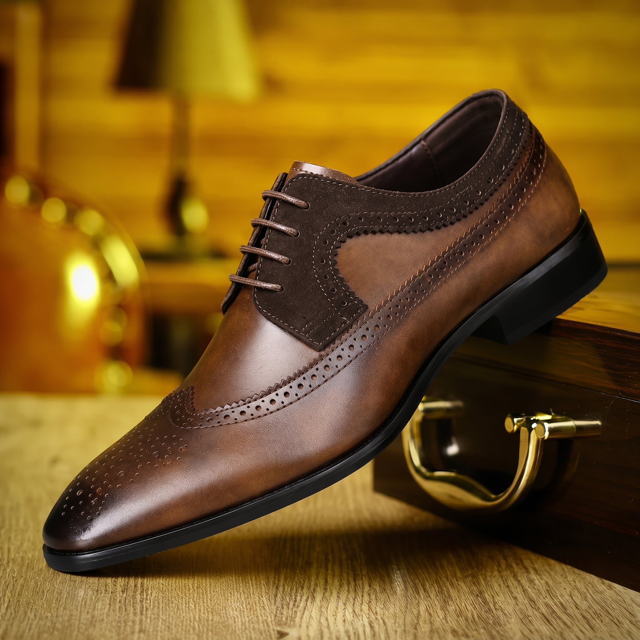 Noah - Men's Formal Brogue Pointed Toe Wedding Shoes