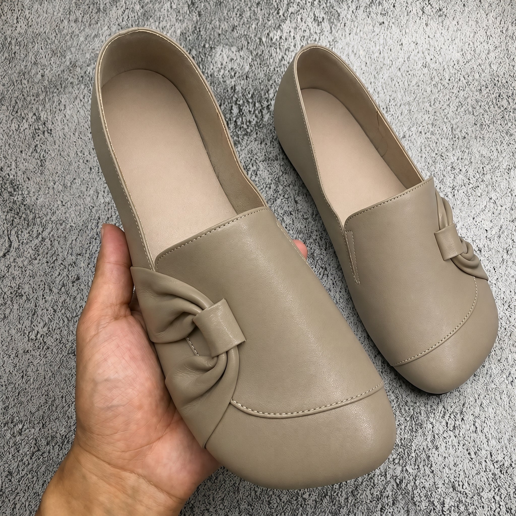 Louise - Women's Round Toe Loafers with Knot Detail
