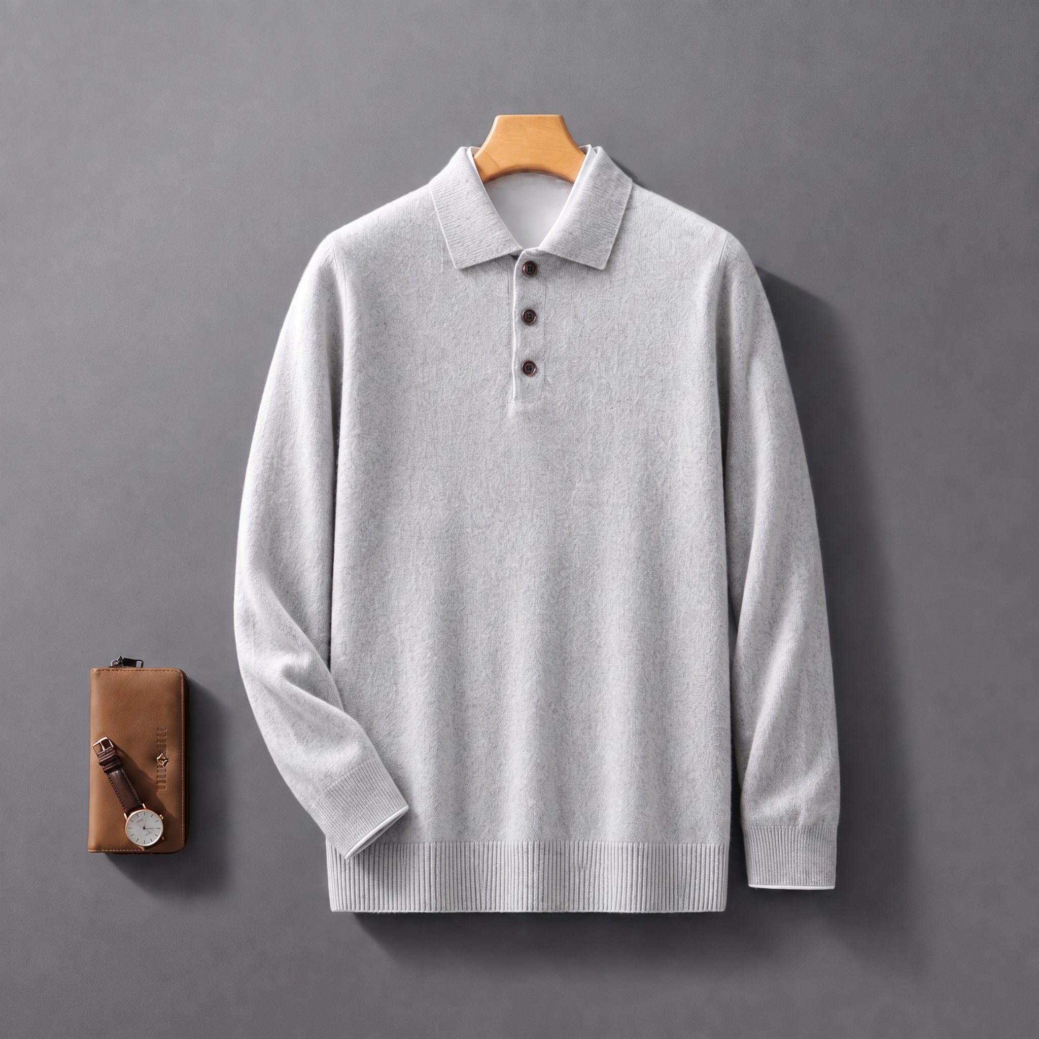 James - Men's Knitted Polo Shirt with Button Placket