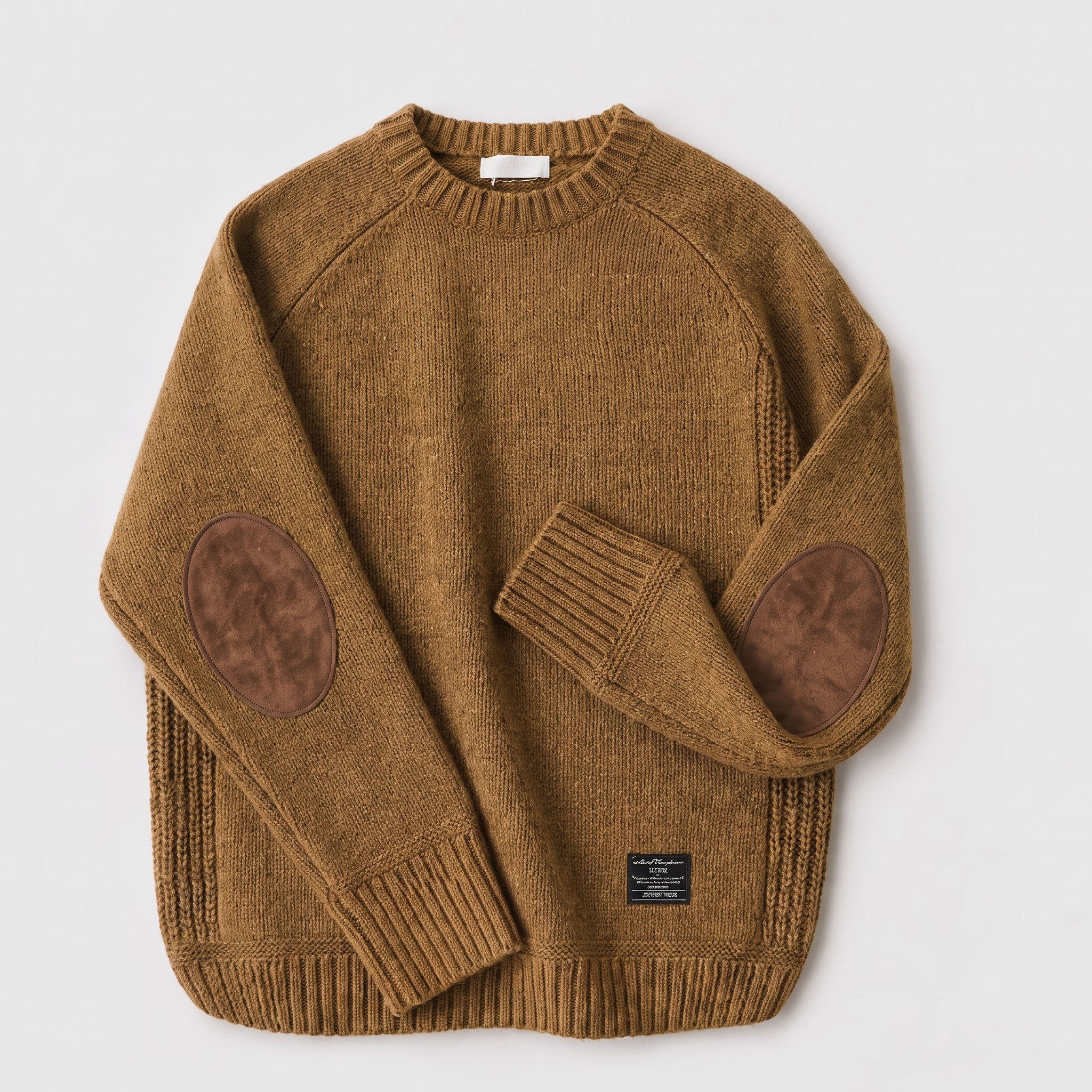 James - Men's Elbow Patch Crew Neck Knit Jumper