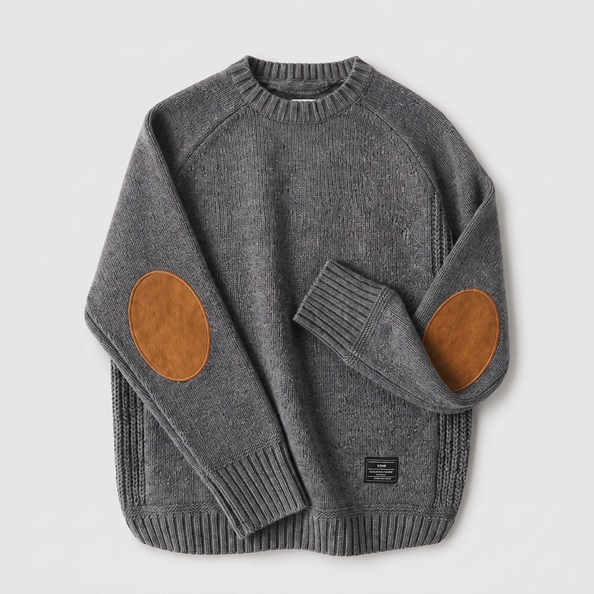 James - Men's Elbow Patch Crew Neck Knit Jumper