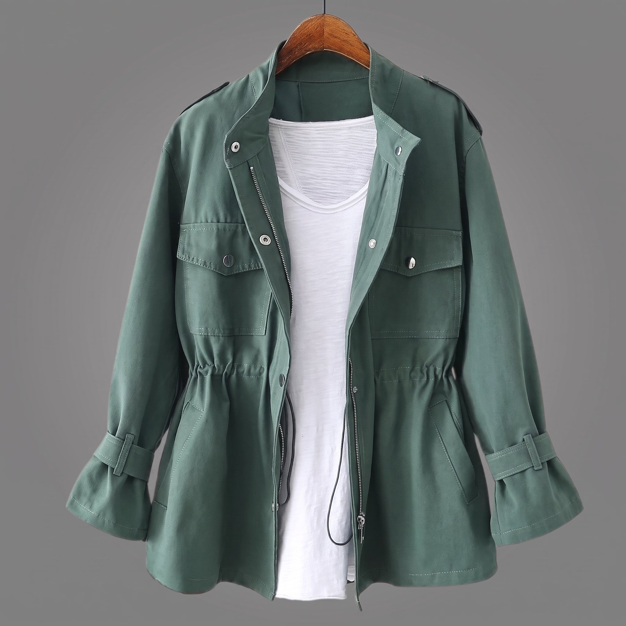 Amelie - Women's Relaxed Transitional Utility Jacket with Cinched Waist