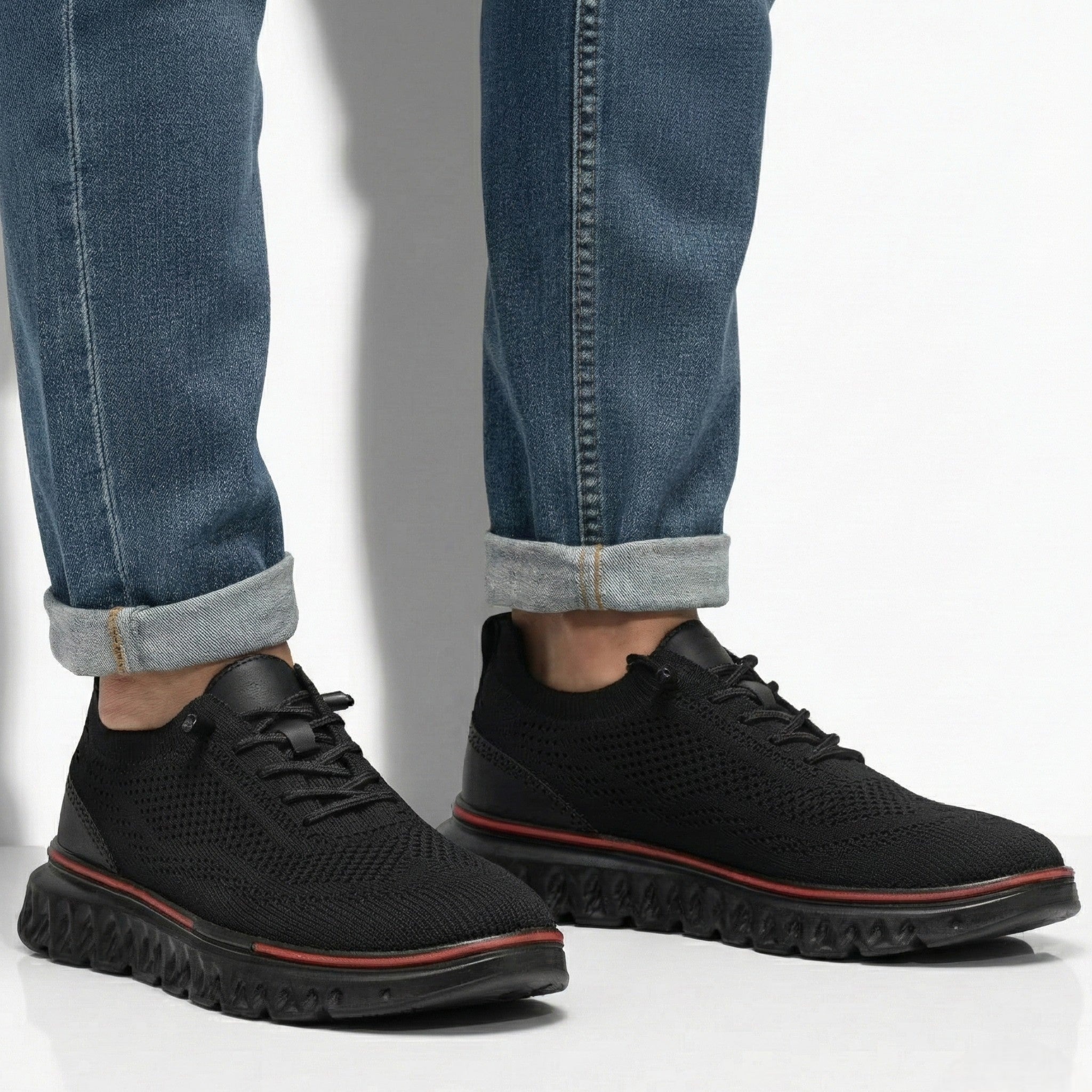 Alexander - Men's Breathable Lightweight Trainers with Cushioned Support - Trainers - Black - Taylor & Bennett