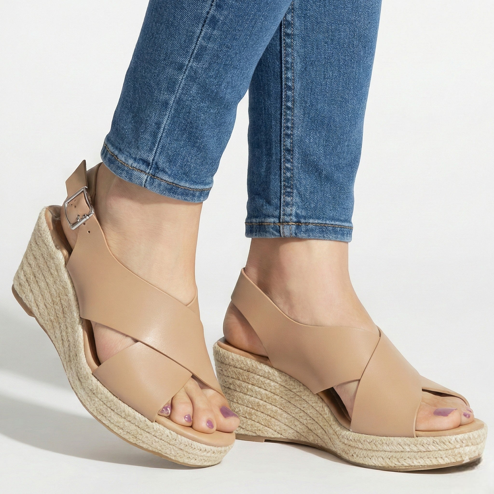 Alice - Women's Lightweight Open - Toe Sandals with Cushioned Sole - Footwear - Beige - Taylor & Bennett