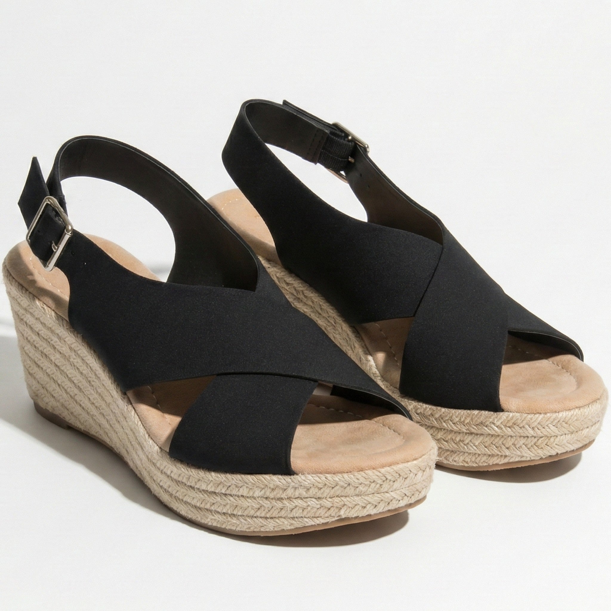 Alice - Women's Lightweight Open - Toe Sandals with Cushioned Sole - Footwear - Black - Taylor & Bennett