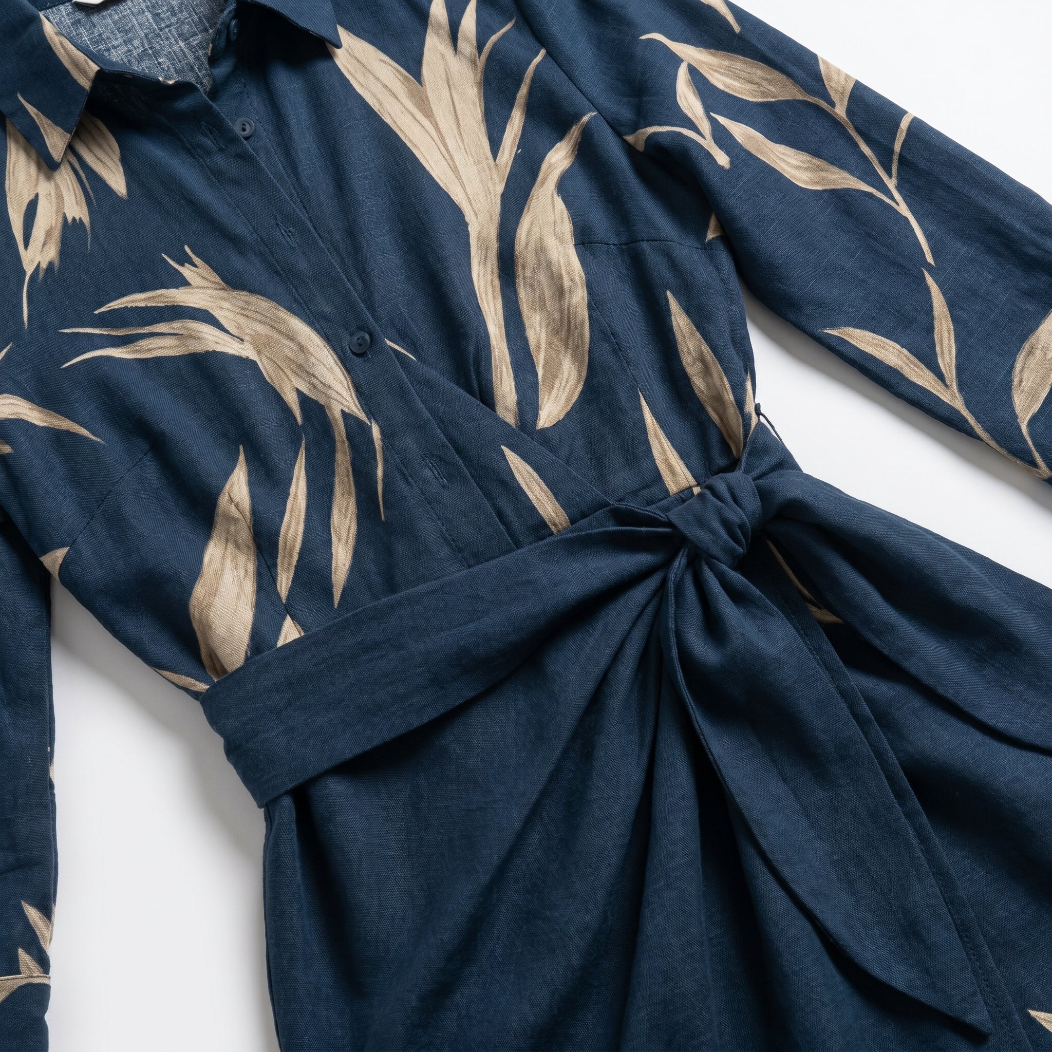 Alice - Women's Long Sleeve Wrap Shirt Dress with Vibrant Stripes - Long dress - Dark Blue - Taylor & Bennett