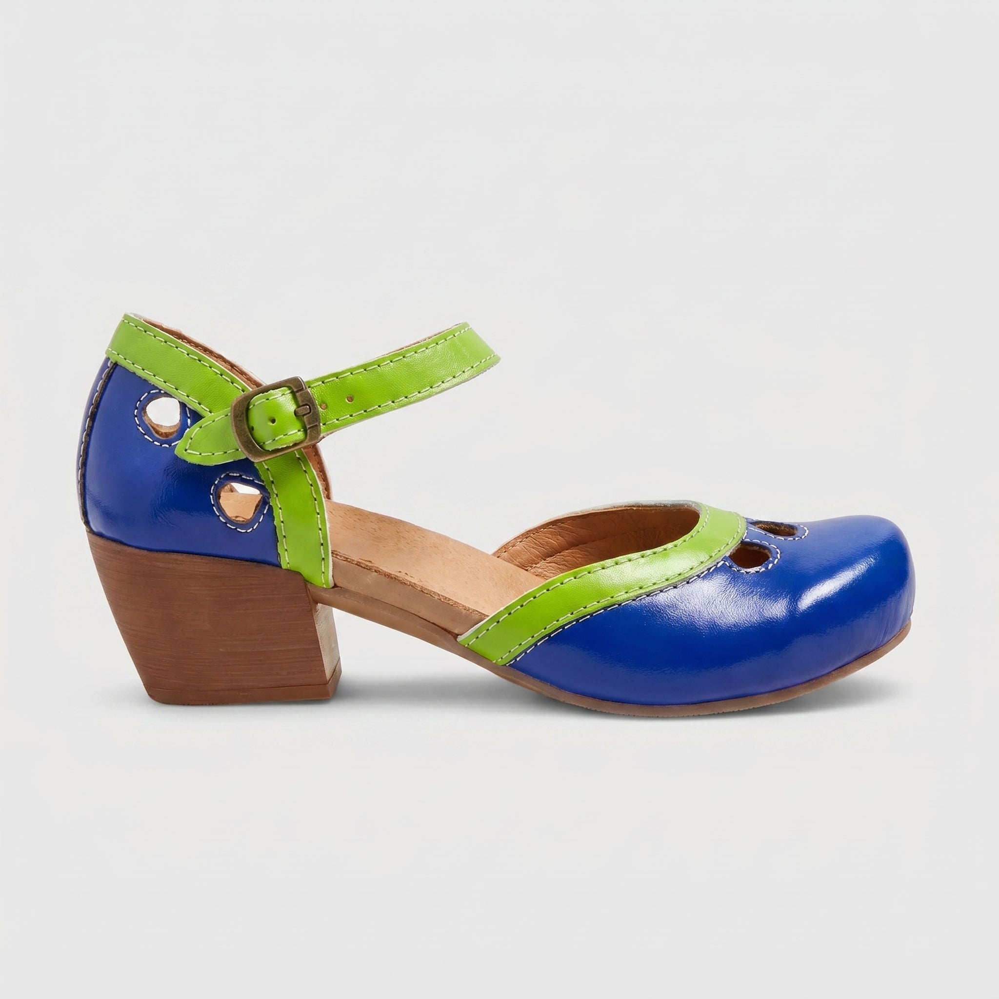 Alice - Women's Orthopaedic Block Heel Mary Jane Pumps - Sandals - Blue - Taylor & Bennett
