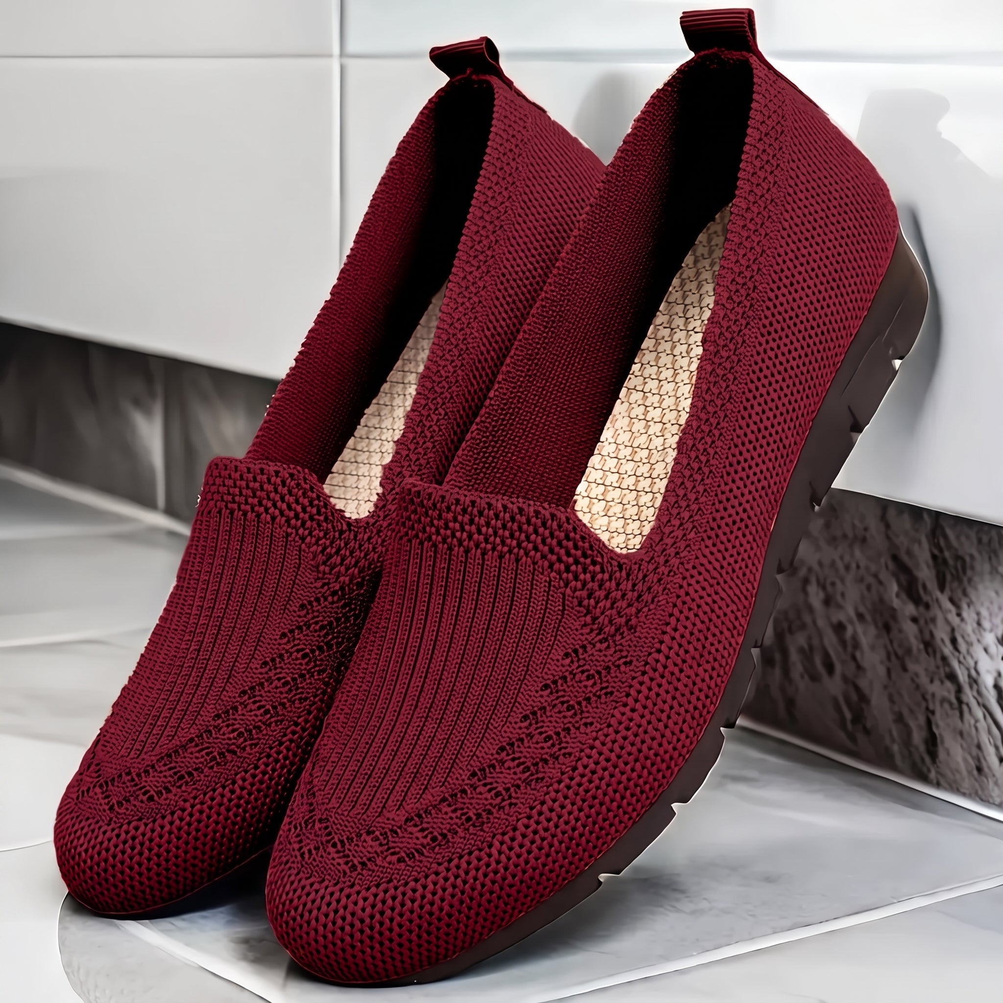 Alice - Women's Orthopaedic Breathable Cushioned Sole Loafers - Loafer - Red - Taylor & Bennett