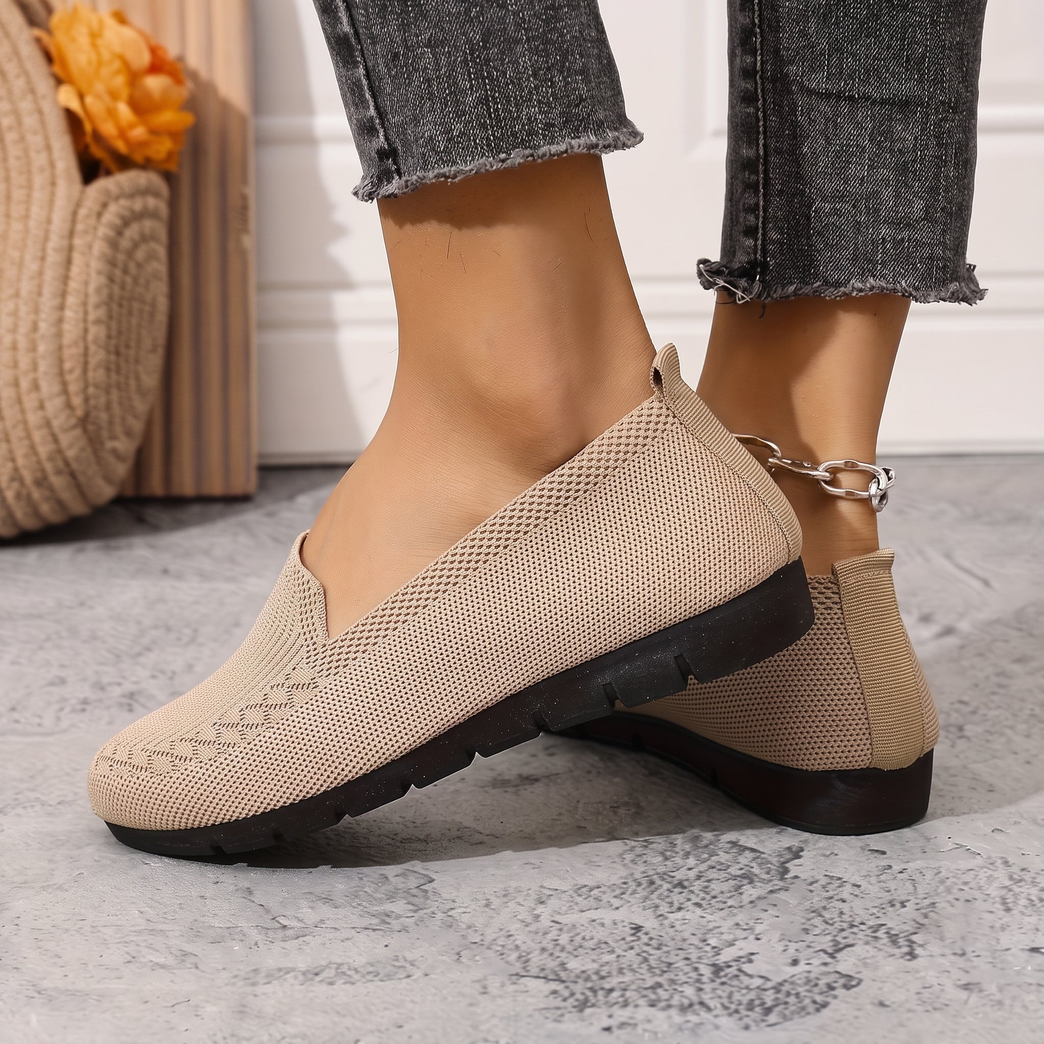 Alice - Women's Orthopaedic Breathable Cushioned Sole Loafers - Loafer - Khaki - Taylor & Bennett
