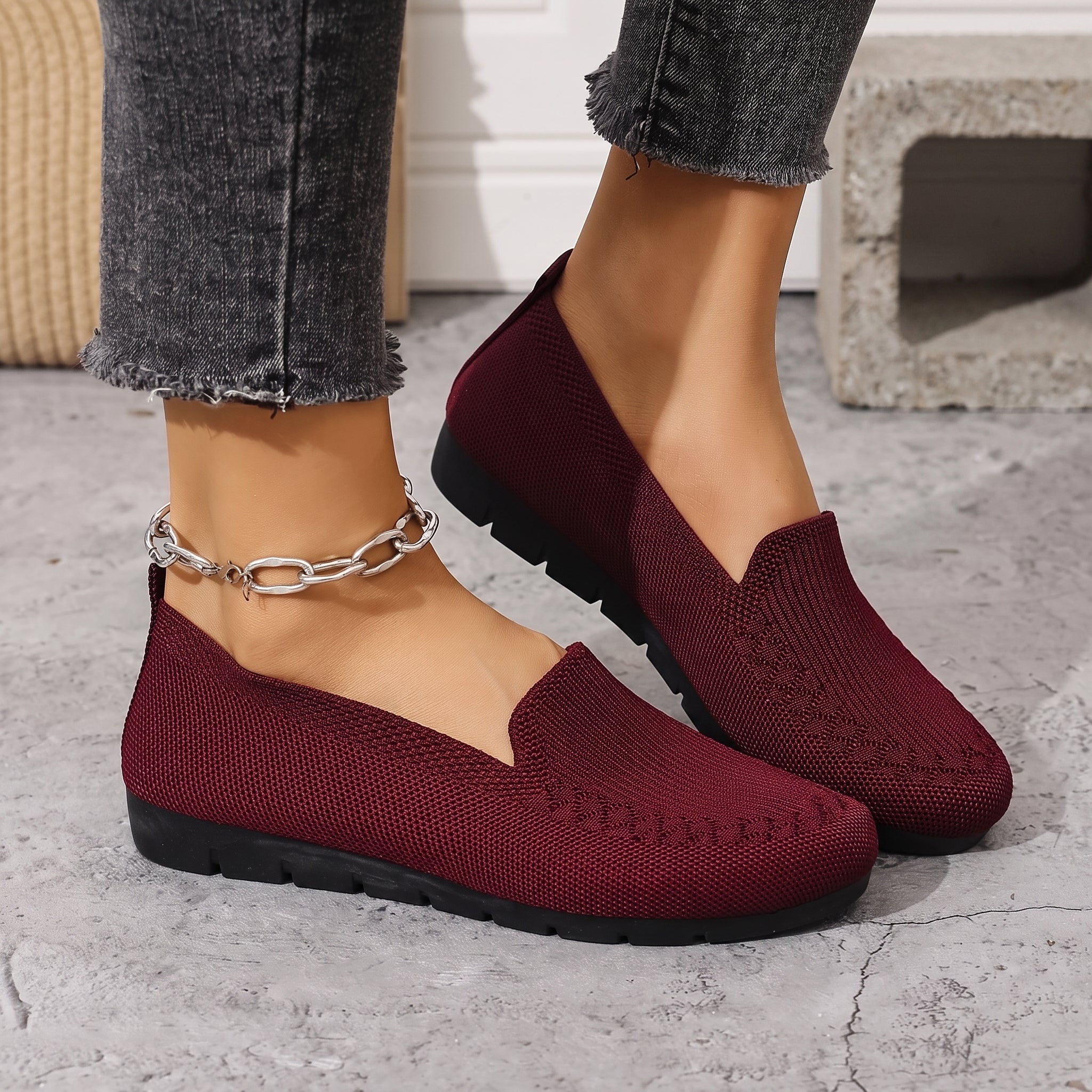 Alice - Women's Orthopaedic Breathable Cushioned Sole Loafers - Loafer - Red - Taylor & Bennett